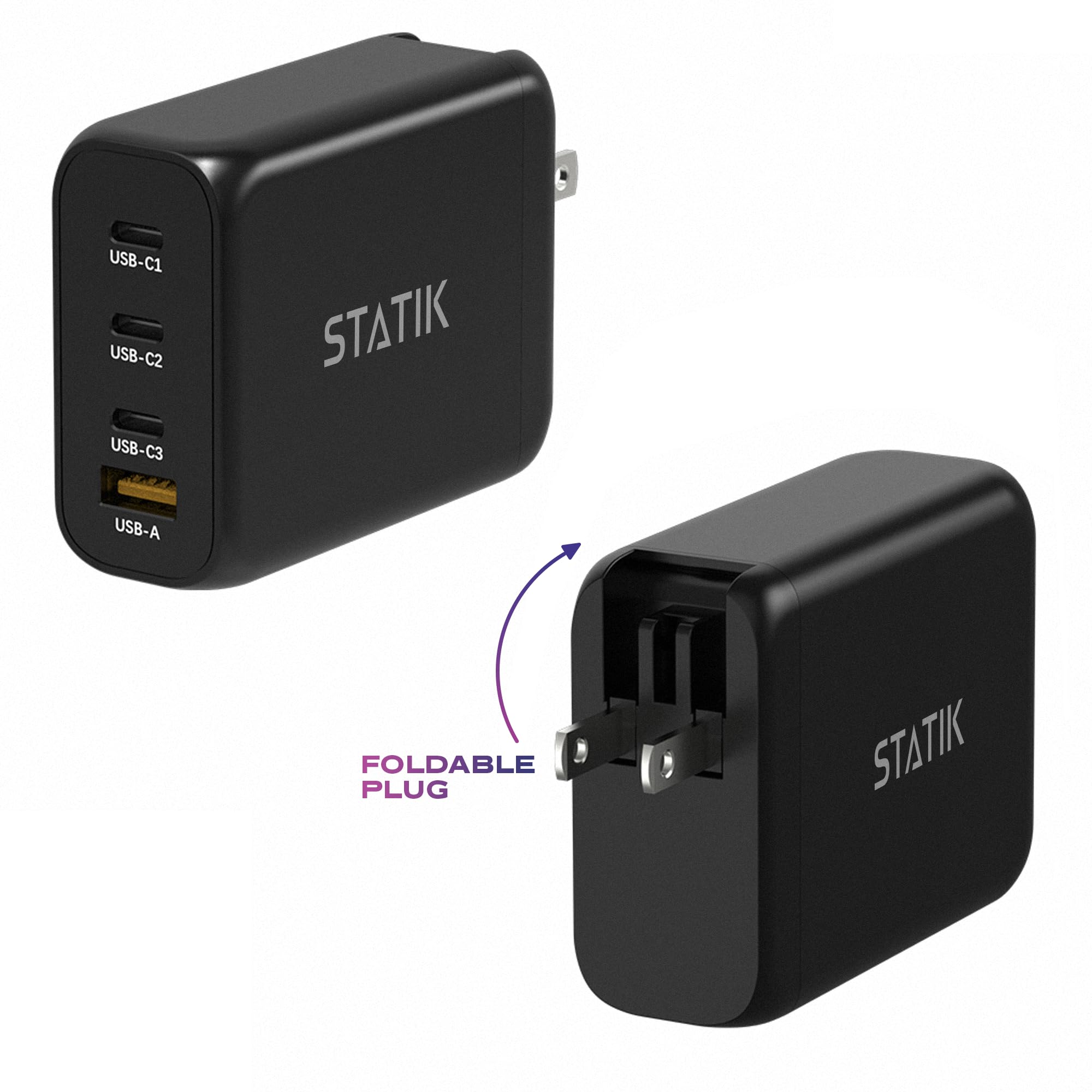 100W GaN Fast Charger with 3 Ports - USB C Wall Charger Adapter for MacBook Pro/Air, iPhone, Samsung Galaxy - Compact Power Block for Travel, Office & Home Use