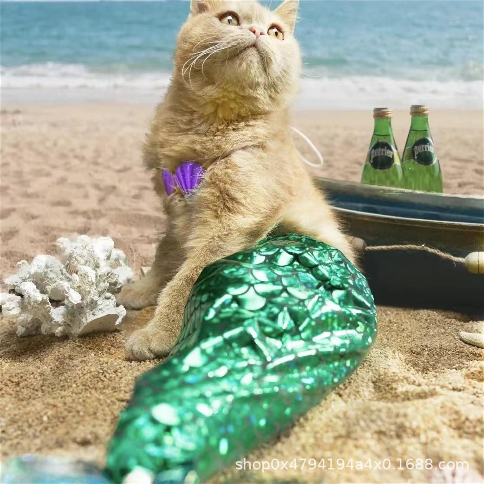 Funny Pink Mermaid Cat Costume - Adorable Mermaid Outfit for Small Dogs & Cats - Perfect for Pet Parties, Halloween & Photo Shoots
