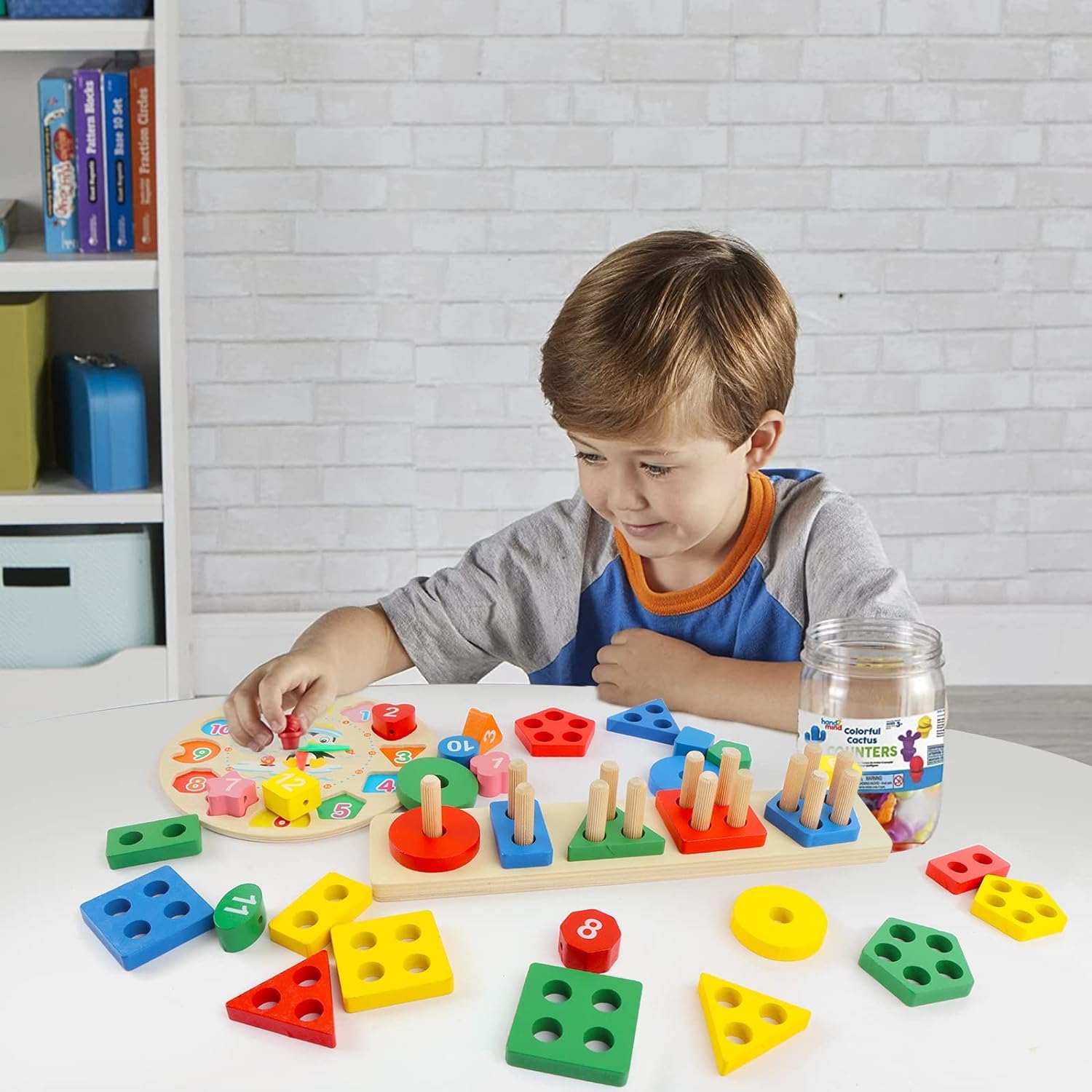 Montessori Wooden Block Toys for Toddlers 1-3 Years - 2 Pack Early Learning Sorting & Stacking Educational Toys | Perfect for Preschool Classroom, Daycare & Home Playtime
