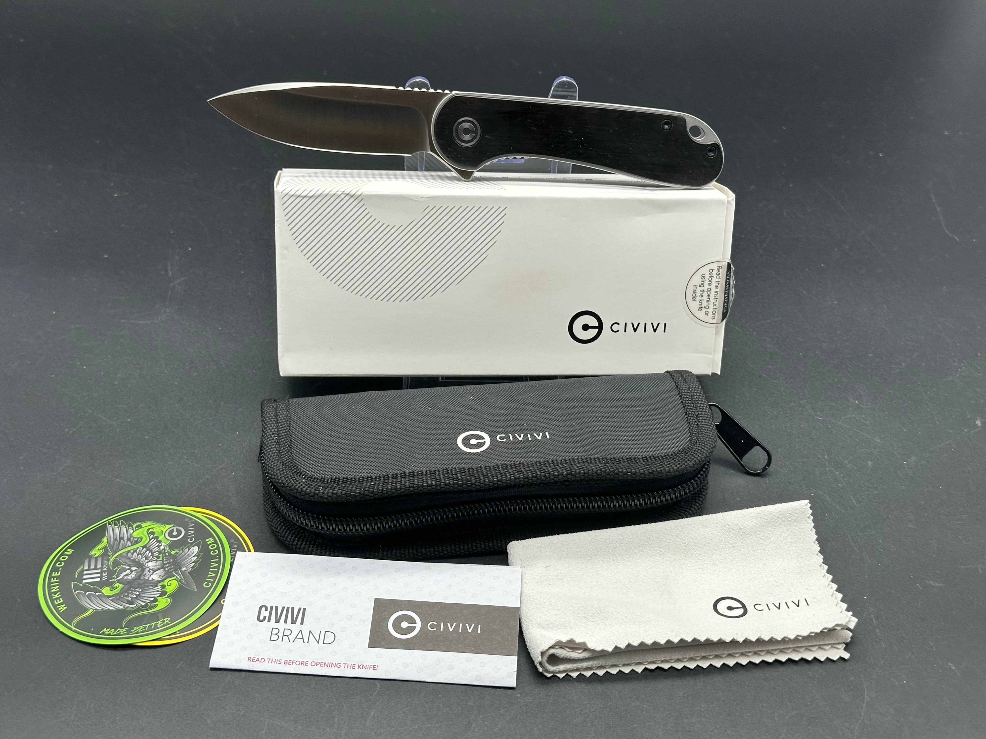 Civivi Elementum Folding Pocket Knife - Black Ebony Wood Handle, D2 Steel Blade - Perfect for EDC, Camping & Outdoor Adventures