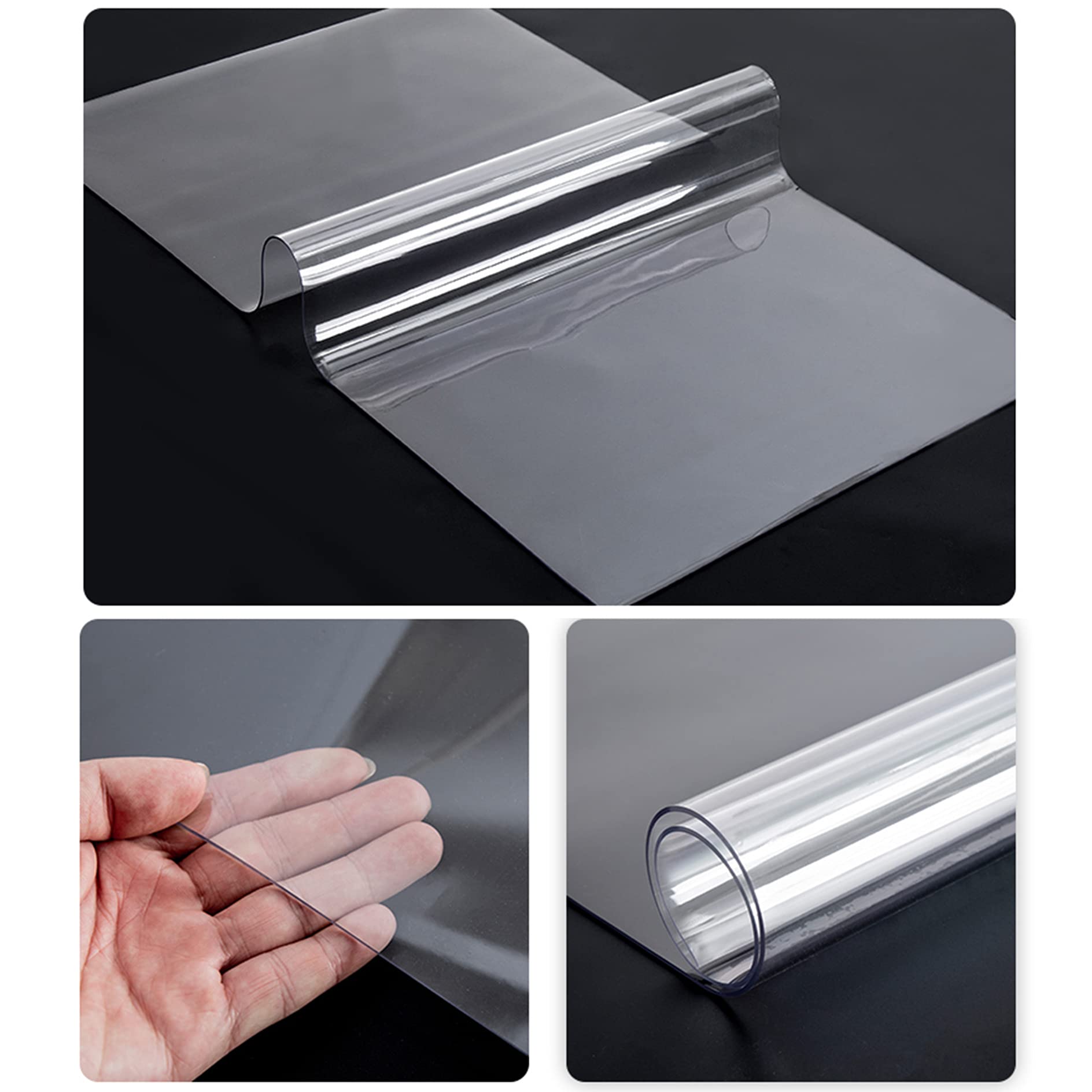 Clear PVC Plastic Waterproof Table Protector - Wipeable Vinyl Table Cover for Dining, Living Room, Coffee & Desk - Rectangle Table Mat for Easy Cleaning & Spill Protection (60