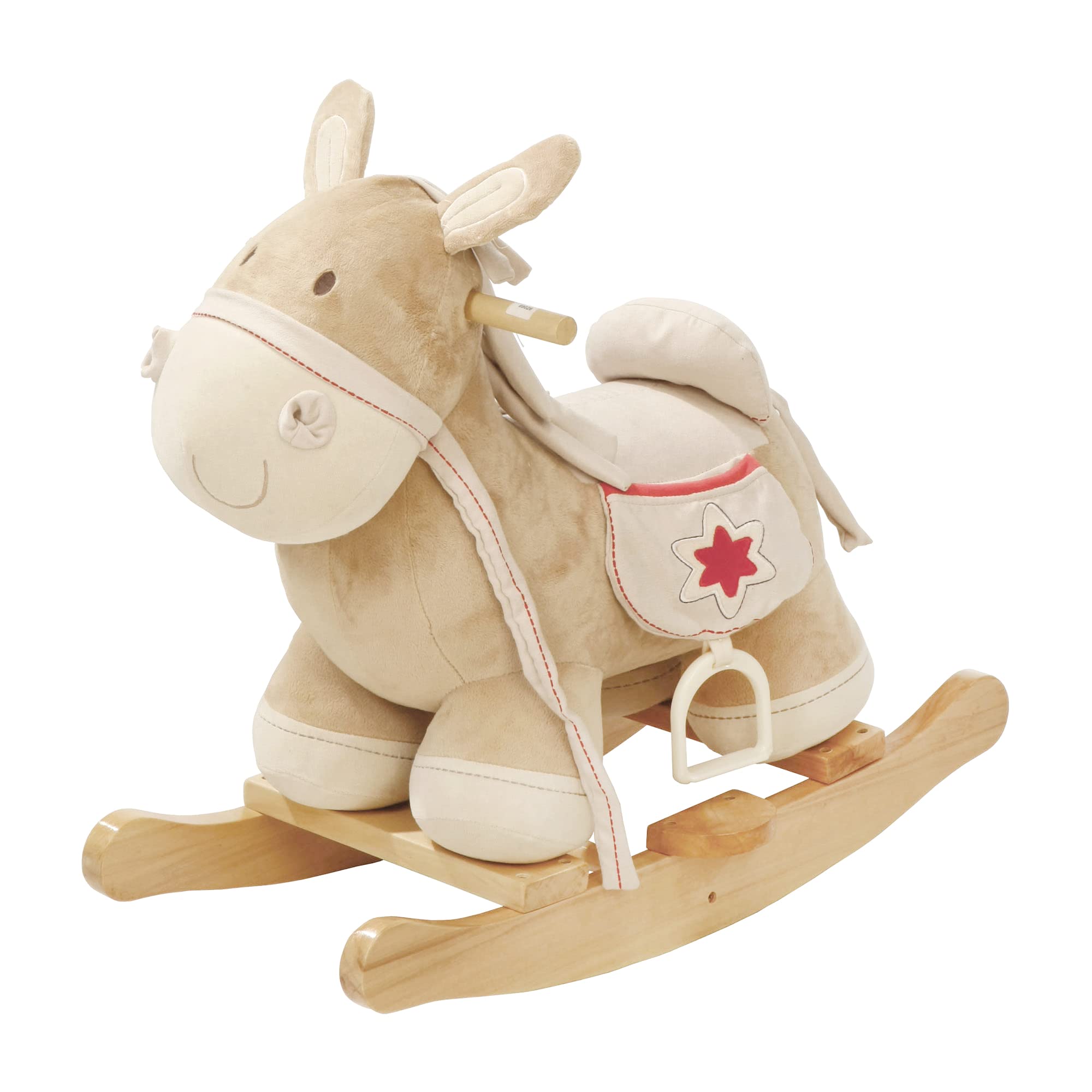 Wooden Rocking Horse with Soft Plush and Sturdy Handles - Balance Training Toy for Boys & Girls Ages 18 Months to 6 Years - Perfect for Nursery, Playroom & Indoor Playtime - Brown