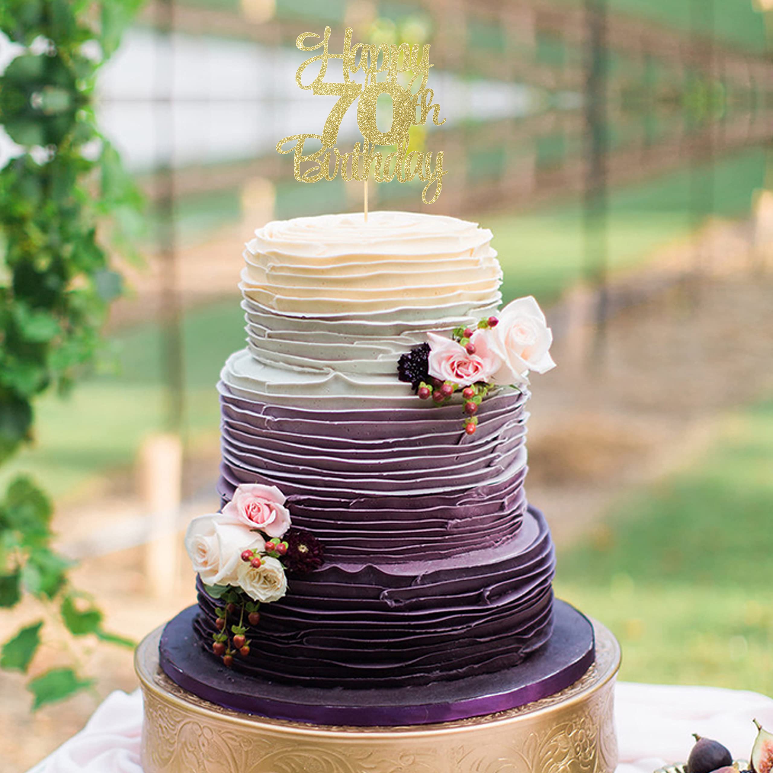 70th Birthday Cake Topper Gold - Elegant 70th Anniversary Cake Decorations for Women & Men | Perfect for Milestone Birthday Parties, Retirement Celebrations & Golden Anniversary Events