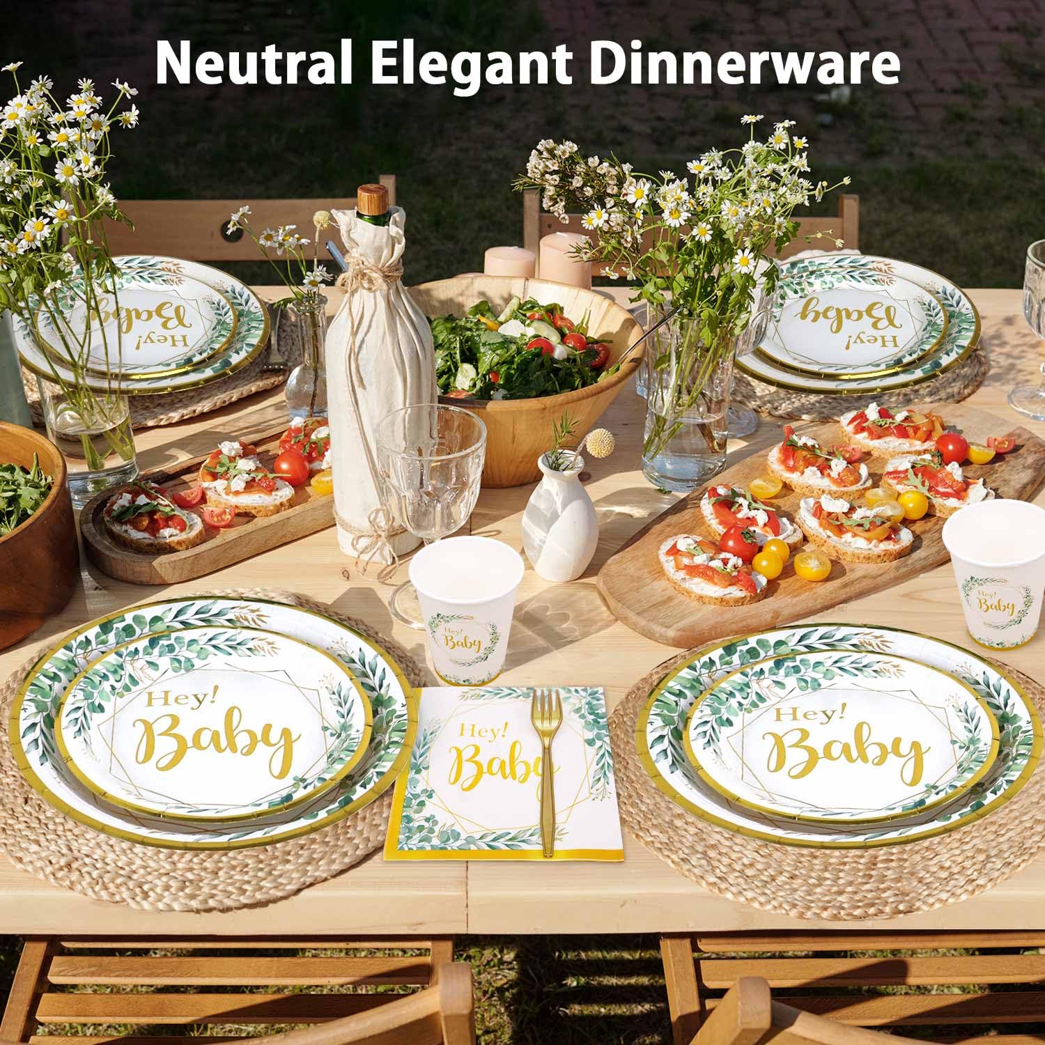 125-Piece Sage Green Baby Shower Tableware Set - Gender Neutral Paper Plates, Cups, Napkins & Forks for 25 Guests | Perfect for Baby Shower Decorations, Gender Reveal Parties & Coed Celebrations
