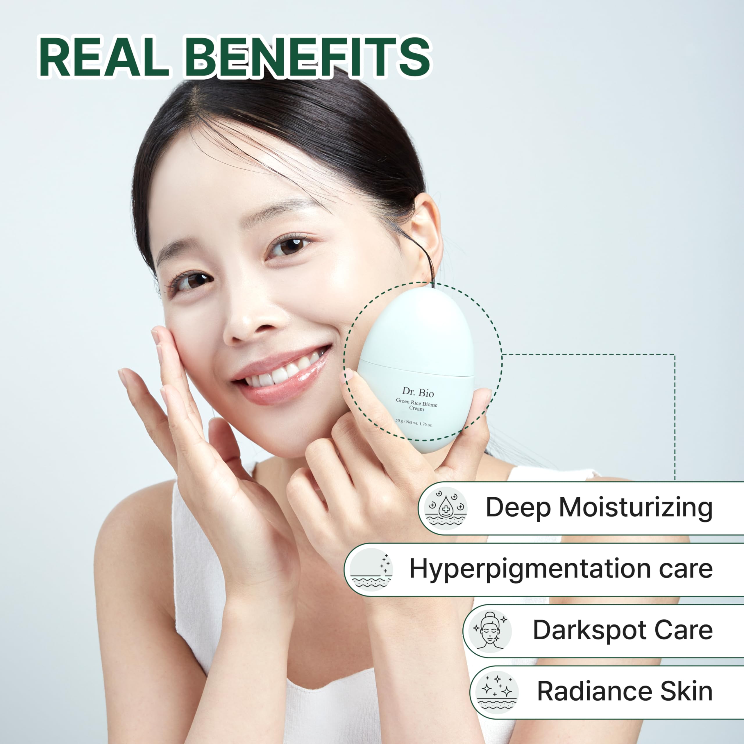 **Green Rice Biome Probiotic Cream (1.69 fl.oz) – Vegan Moisturizer for Dark Spots, Hyperpigmentation & Blemish Treatment – Skin Barrier Repair & Radiance Booster – Fragrance-Free Korean Skincare – Perfect for Daily Hydration & Nighttime Repair**