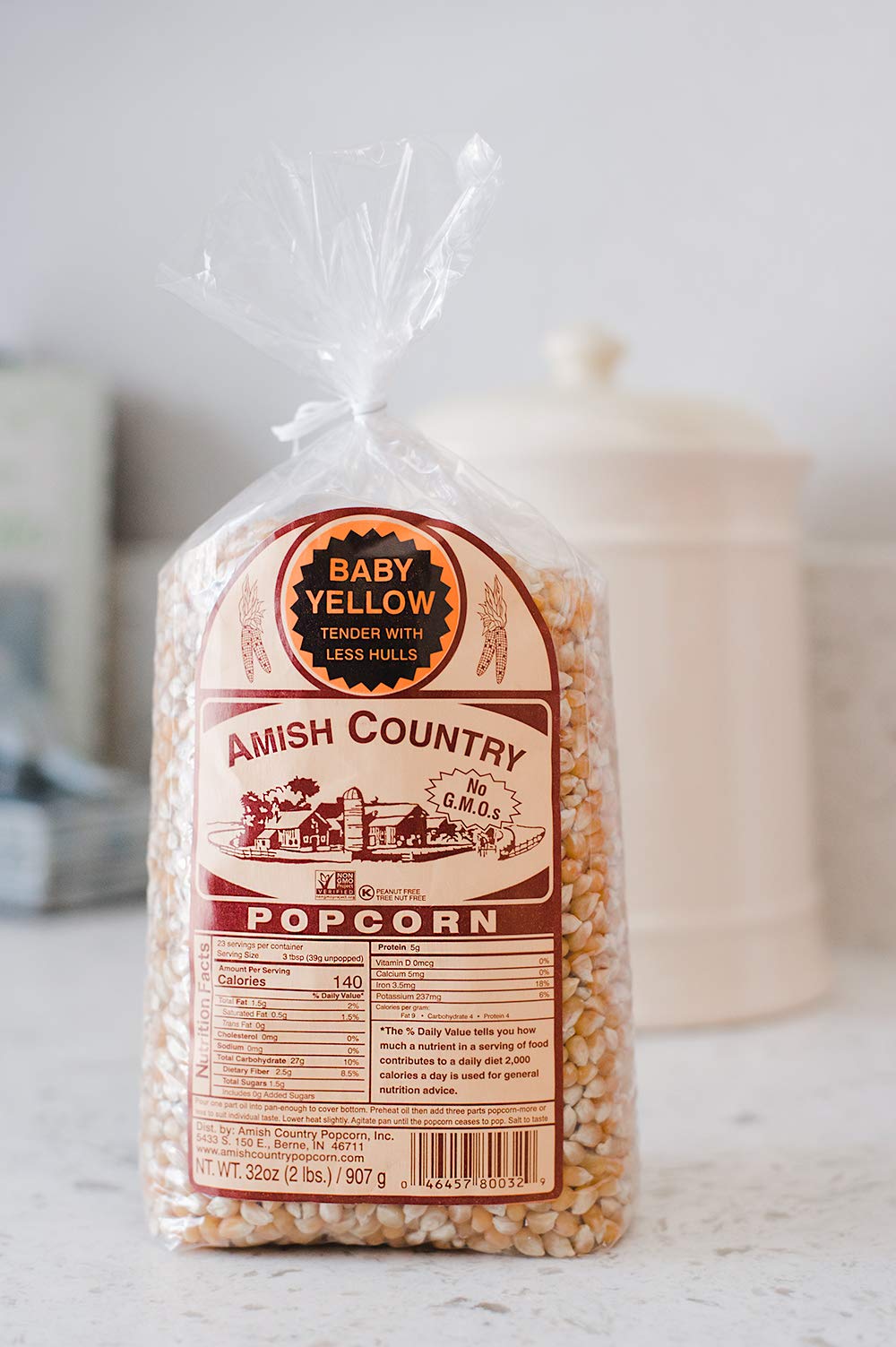 Amish Non-GMO Baby Yellow Popcorn Kernels - 2lb Bag for Healthy Snacking