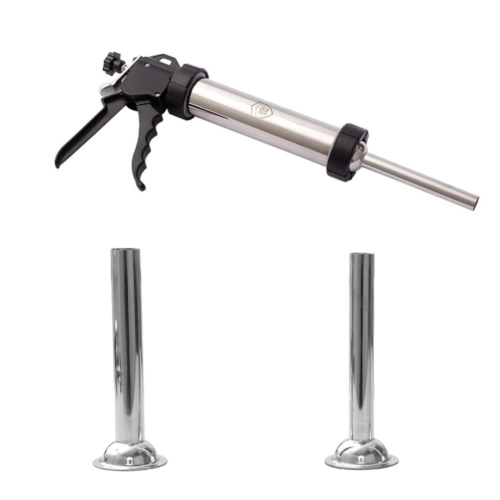 Happyyami Manual Sausage Stuffer Kit - Sausage Maker with 5 Stainless Steel Tubes, Meat Filling Funnel & Salami Maker for Home Kitchen - Perfect for Making Homemade Sausages, Hot Dogs & Breakfast Links (Great for BBQ, Camping & Meal Prep)