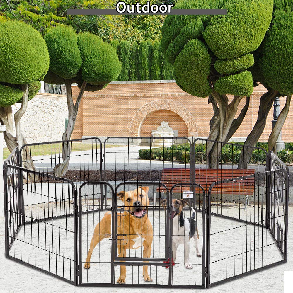 8 Panel Heavy Duty Metal Pet Playpen - Foldable & Portable Dog Fence for Indoor/Outdoor Use with Door - Exercise Pen for Small, Medium & Large Dogs - Perfect for Yard, Kennel, Crate Training & Playtime