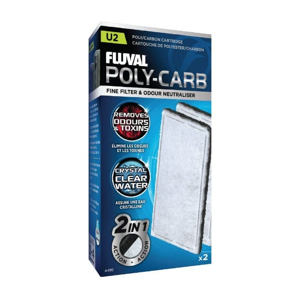 Fluval U Poly/Carbon Replacement Filter Cartridges 2-Pack for Aquariums – High-Performance Water Filtration for Freshwater & Saltwater Fish Tanks