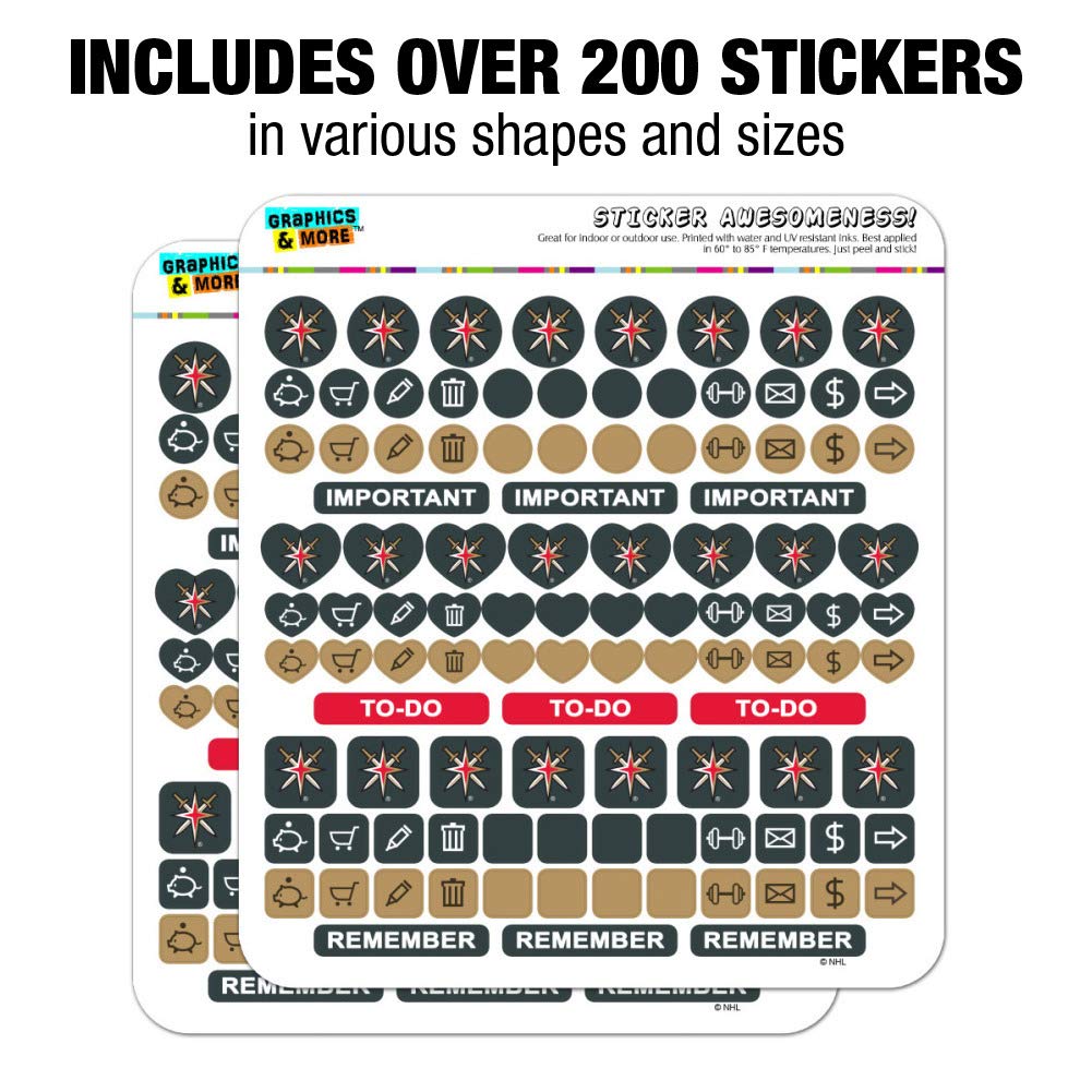 Vegas Golden Knights NHL Sticker Set for Planners, Calendars, Scrapbooking & Crafting - Perfect for DIY Projects, Journaling & Fan Merchandise