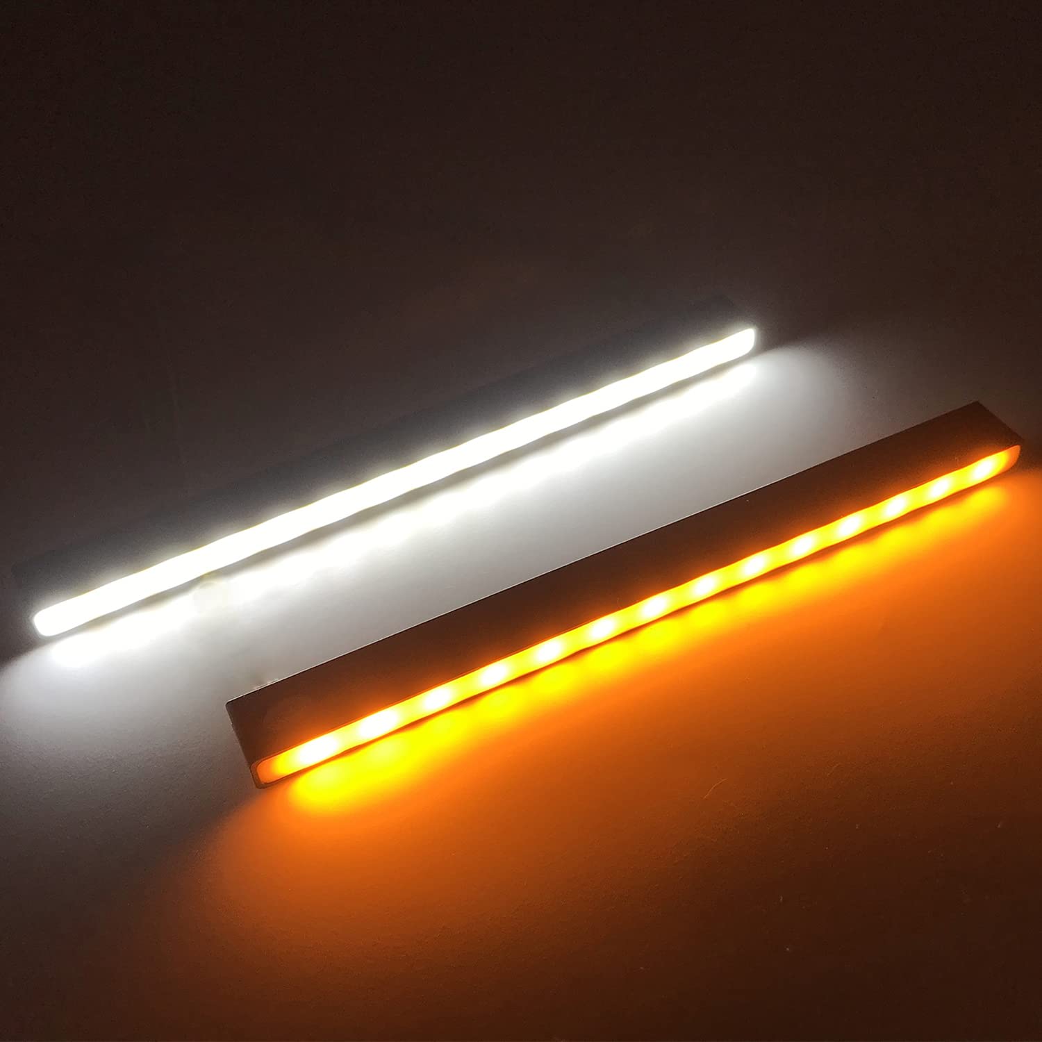 Universal Car Turn Signal Switch & Fog Lights Assembly with 12V LED Sequential Turn Signals - White/Amber Flashing Light Bar for Daytime & Night Running Lights - Perfect for Enhanced Visibility and Safety in All Driving Conditions