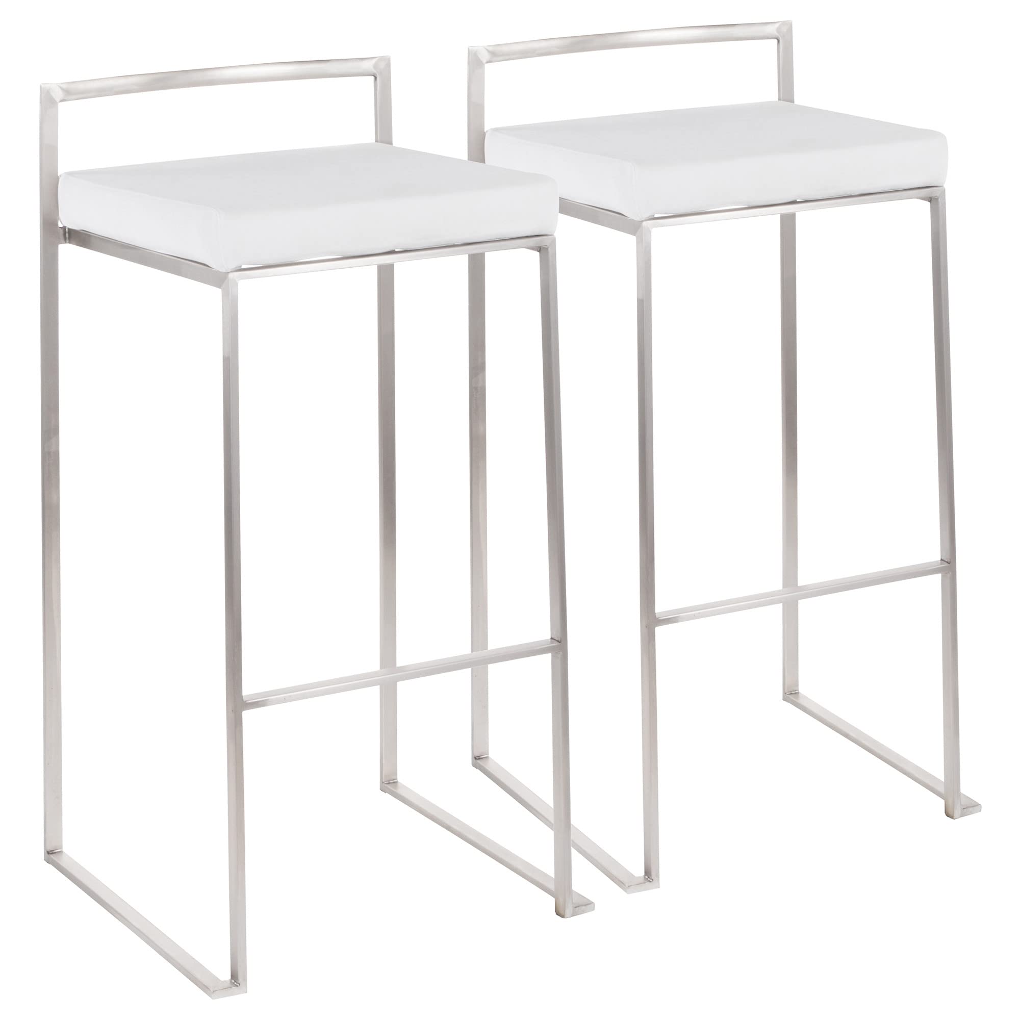 Fuji Stacker Bar Stool Set of 2 - Modern Bar Chairs for Kitchen Island, Pub & Restaurant Counter Height Seating - Durable & Space-Saving Stackable Bar Stools