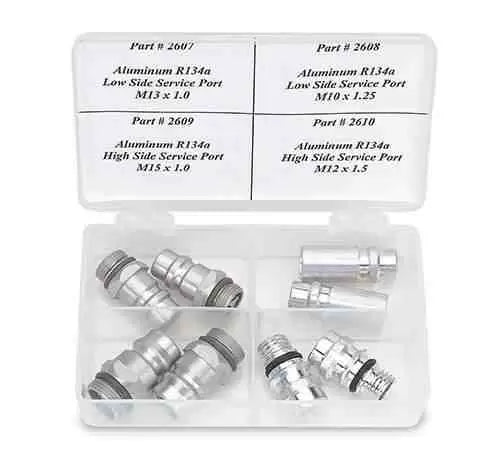 OE R134a AC Service Port Assortment Kit 2685 - Universal Car Air Conditioning Repair Tool Set for DIY & Professional Mechanics - Perfect for AC Recharge, Maintenance & Diagnostics