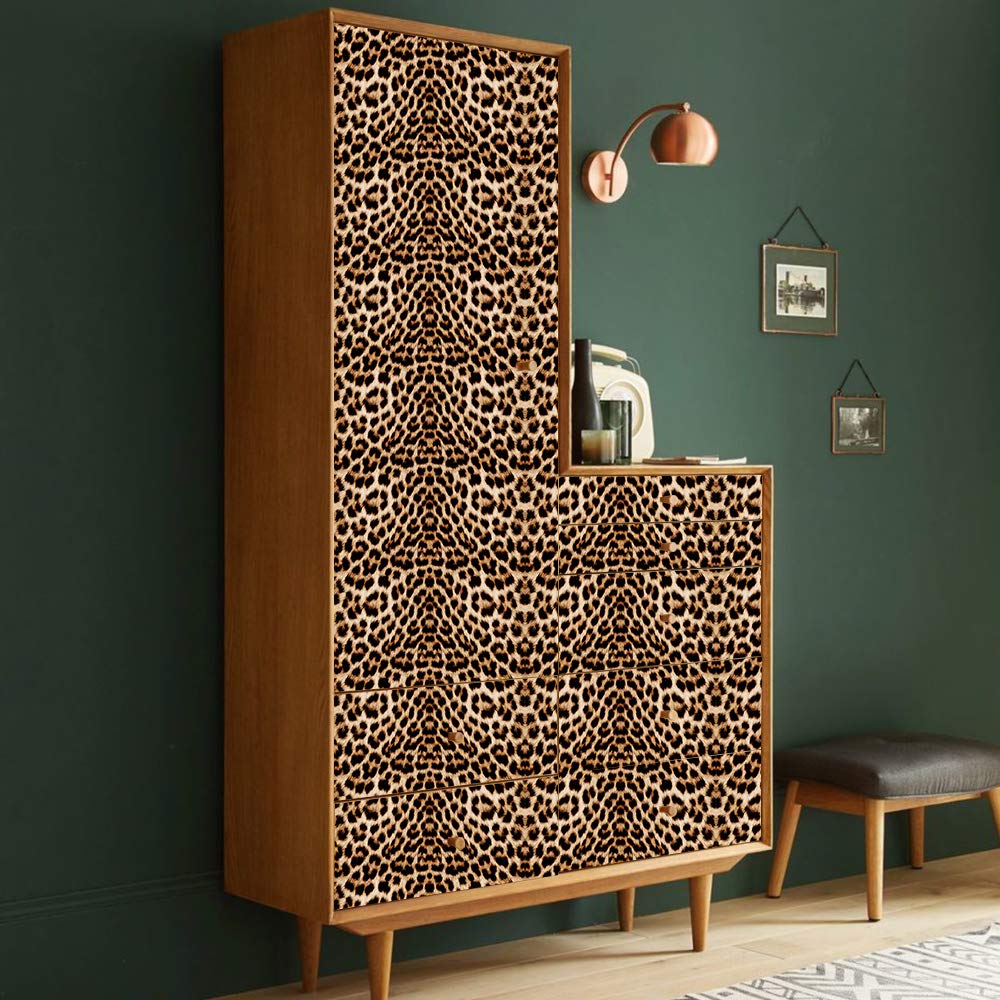 Leopard Print Contact Paper - Self-Adhesive Cheetah Wallpaper for Walls, Cabinets & Furniture - Easy Peel & Stick Animal Print Wall Decal for Home Decor, DIY Projects & Nursery Accents
