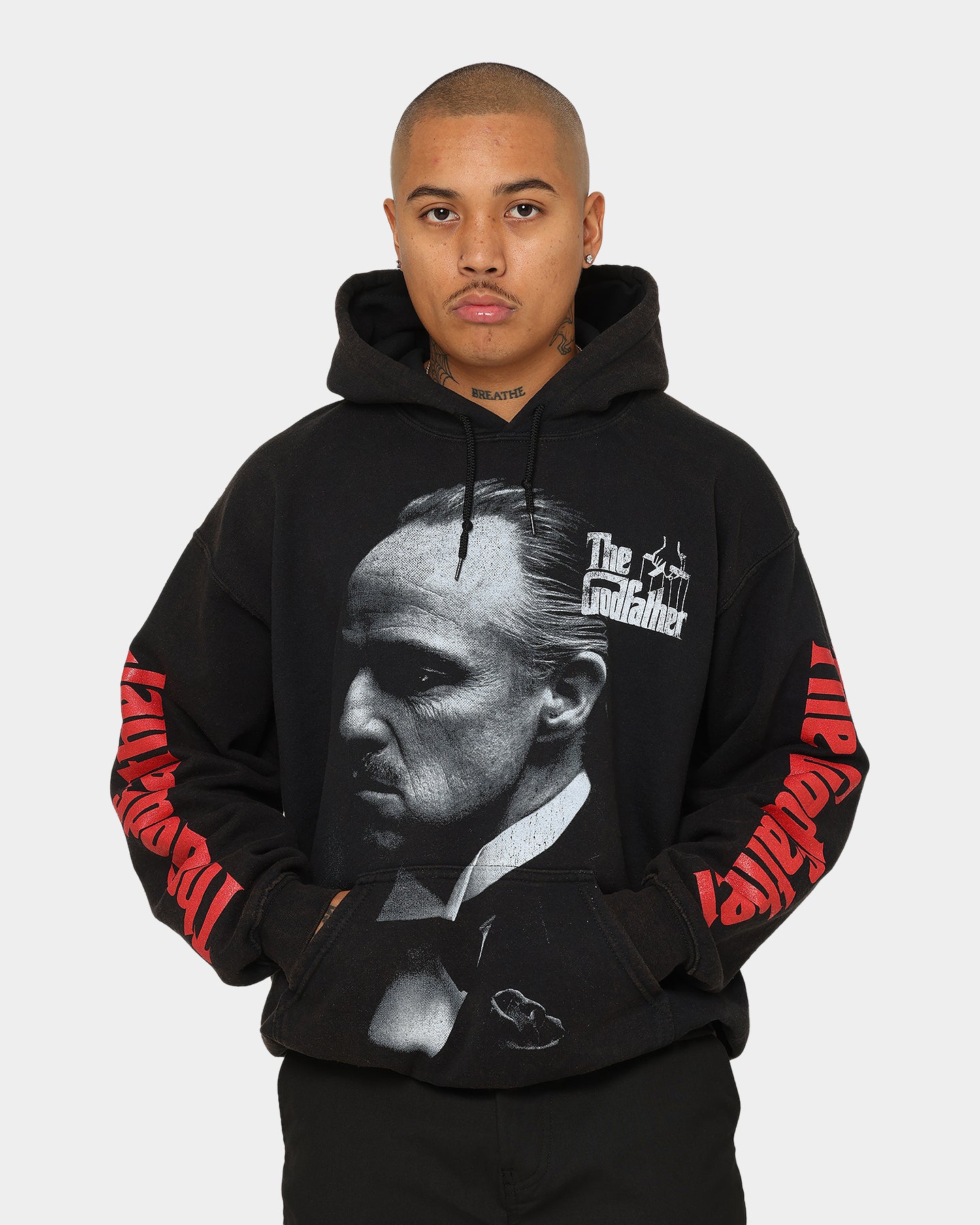 The Godfather Vintage Hoodie - Black Wash Distressed Cotton Pullover | American Thrift Retro Movie Merchandise | Perfect for Cosplay, Halloween & Gangster Theme Parties