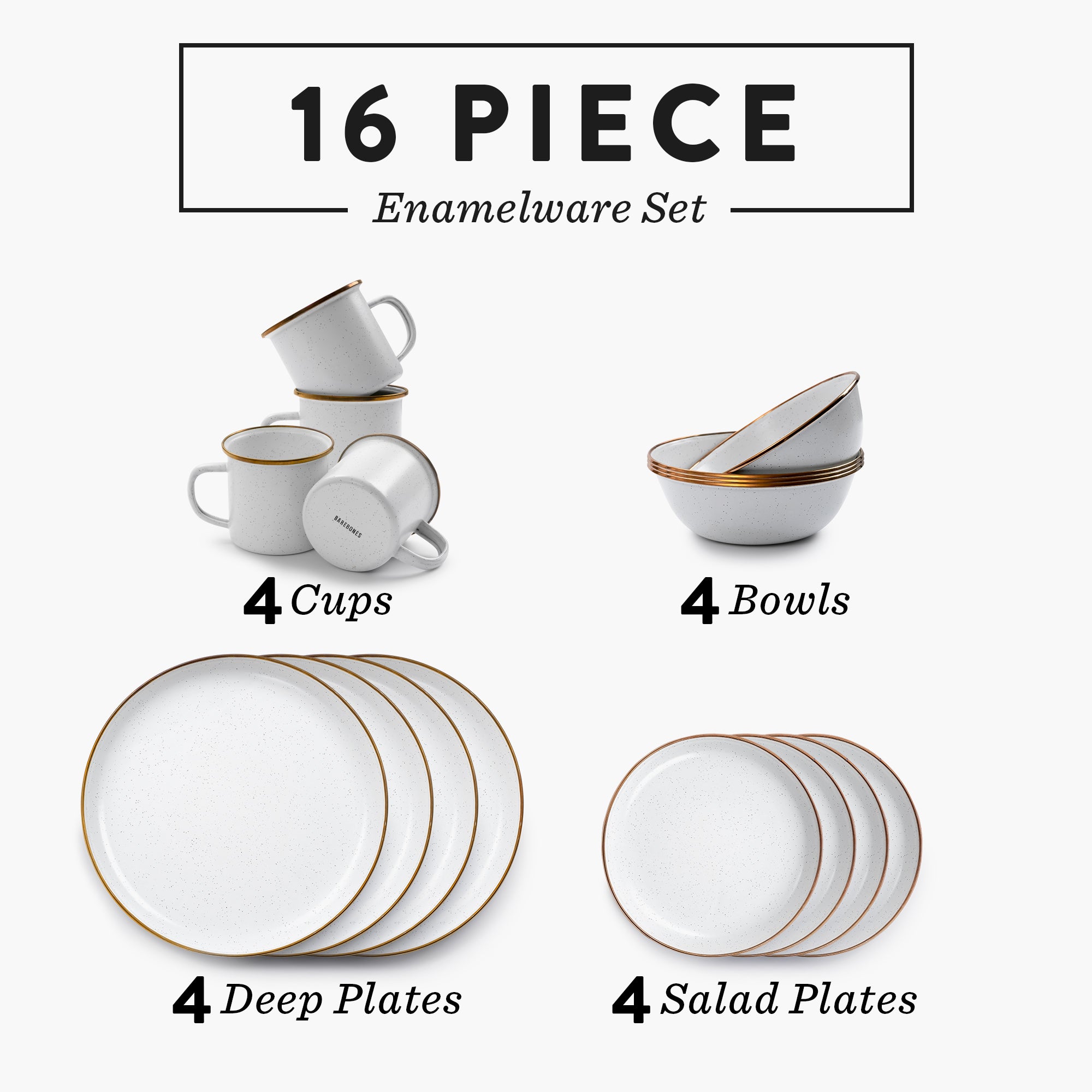 Premium Enamelware Dining Set - Durable & Stylish Eggshell Finish for Camping, Picnics & Rustic Home Decor