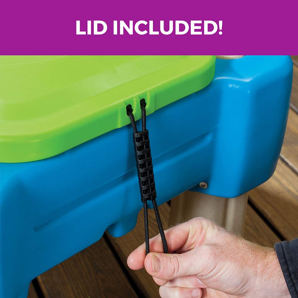 Step2 Cascading Cove Sand & Water Table - Outdoor Sensory Play Activity Set for Toddlers 1.5+ Years | Includes Umbrella & 7 Toy Accessories | Perfect for Backyard, Beach & Summer Water Play