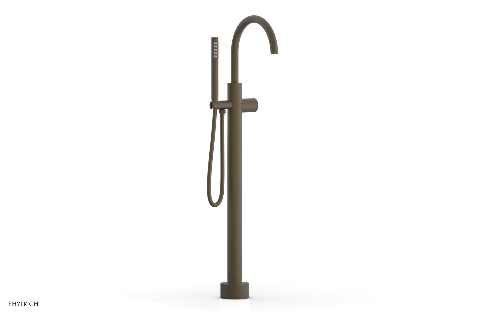 BASIC II Tall Floor Mount Tub Filler with Knurled Handle & Hand Shower - Model 230 44 01 - Perfect for Modern Bathroom Renovations and Spa-Like Showers