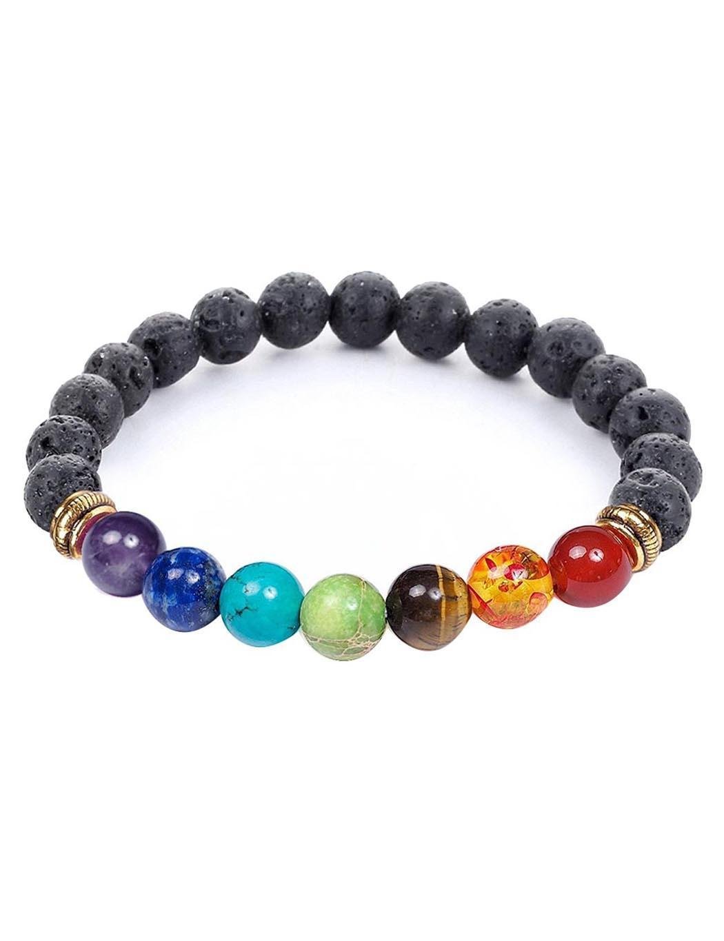 Healing Stone Bead Stretch Bracelets for Men & Women - Natural Therapy Strand Bracelet for Stress Relief & Positive Energy - Perfect for Yoga, Meditation & Daily Wear