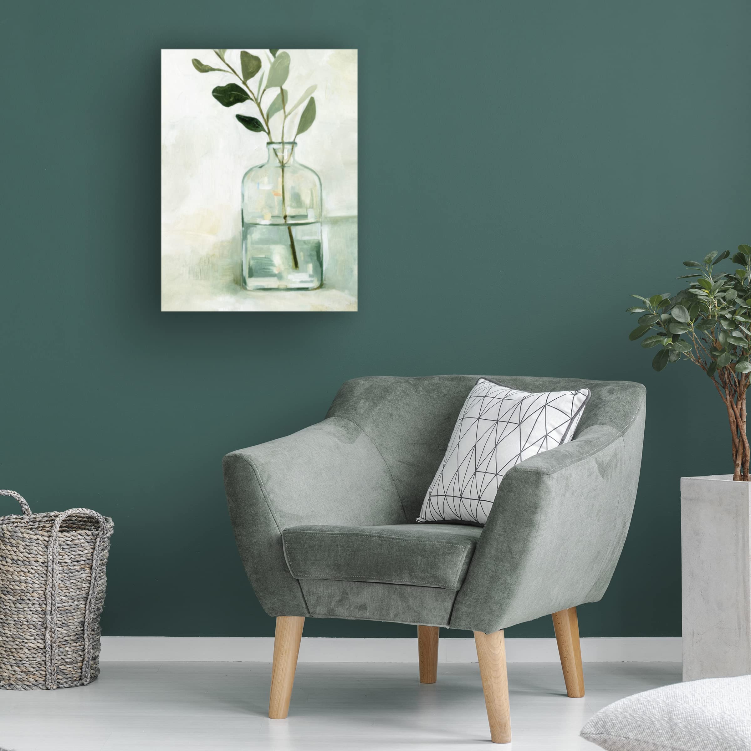 Emma Caroline 'Eucalyptus Branch Still Life I' Canvas Wall Art Print - Modern Botanical Home Decor for Living Room, Bedroom & Office