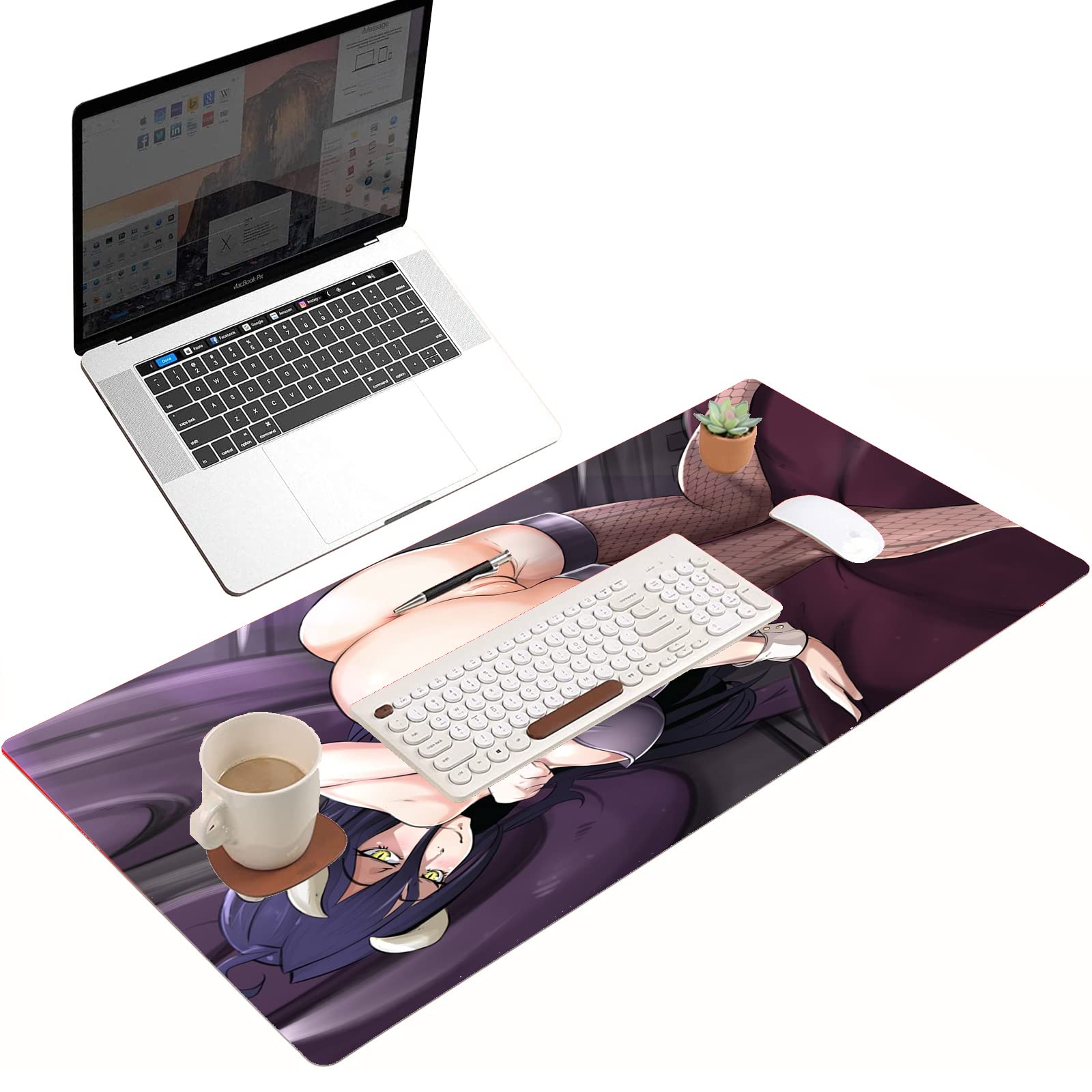 Large Anime Overlord Gaming Mouse Pad - 39.37 x 19.68 Inch Non-Slip Desk Mat for Computer, Laptop & Office - Perfect for Gamers & Anime Fans - Featuring Lockedge Design & Stylish Anime Artwork