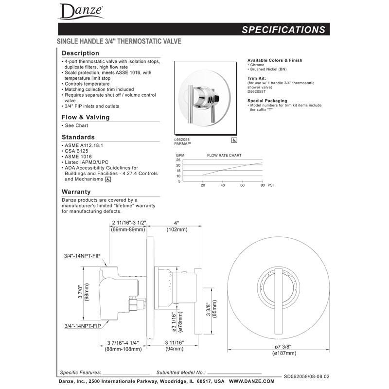 Danze Parma Chrome 1-Handle 3/4