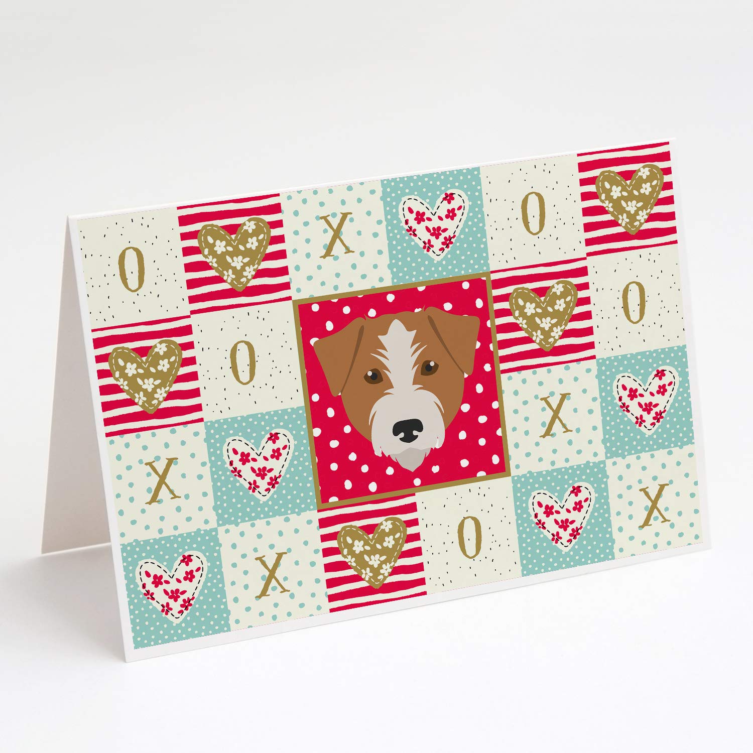 Kromfohrlander Love Greeting Cards - Pack of 8 Red Blank A7 Note Cards (5x7 inches) with Envelopes | Whimsical Design for Thank You Notes, Invitations & Special Occasions | Caroline's Treasures CK5213GCA7P