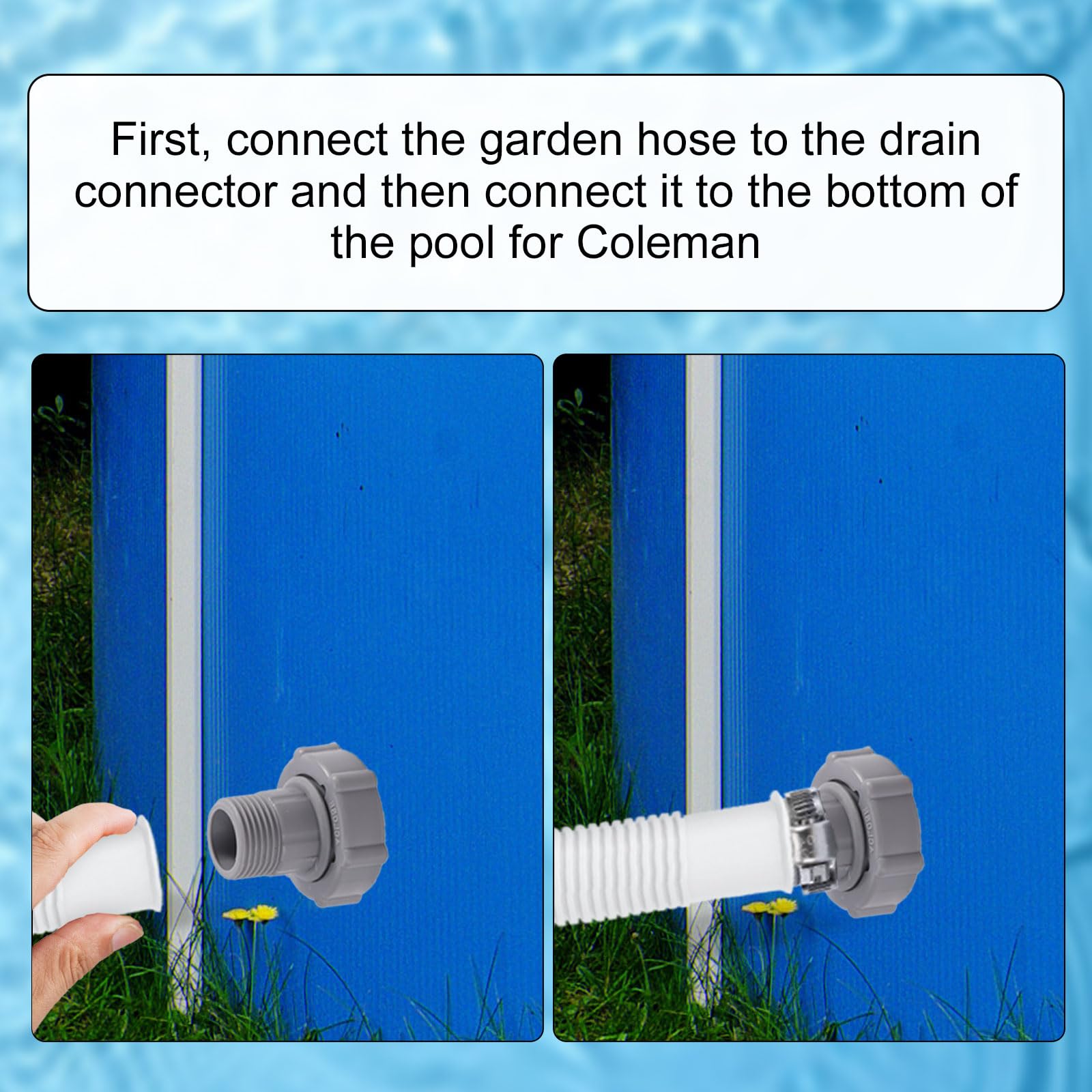 Coleman Pool Replacement Part - 1.5-Inch Bottom Connector & 3/4-Inch Garden Hose Adapter for Swimming Pool Drain System | Perfect for Pool Maintenance, Water Drainage & Backyard Cleaning