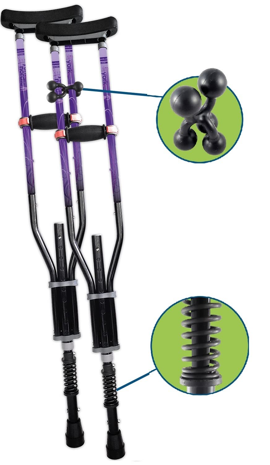 York Nordic - Adjustable Spring Cushion Crutches for Adults (4'7