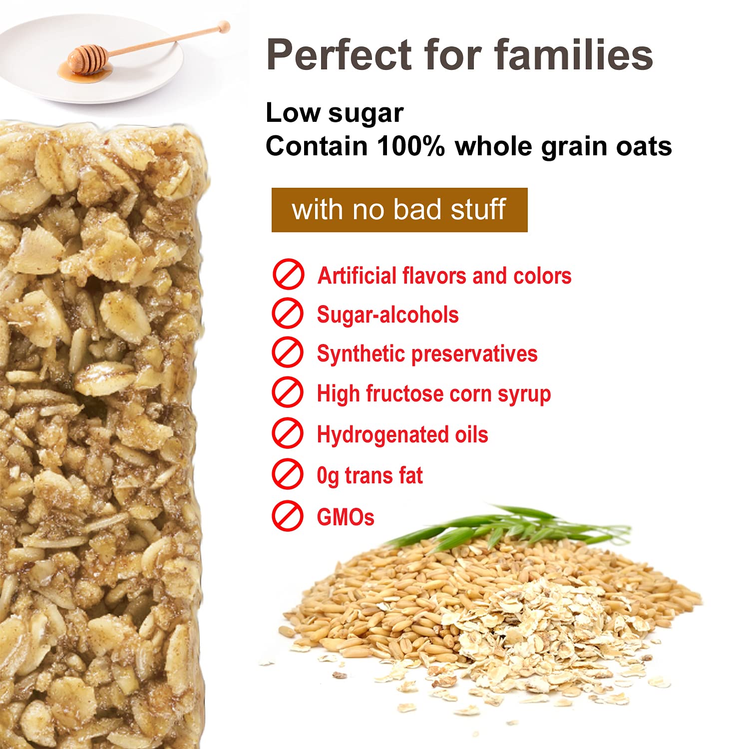 Junkless Oats & Honey Chewy Granola Bars - Low Sugar, Healthy Snack, 1.1oz Bars (6 Pack) - Perfect for School Lunches, Hiking & On-the-Go Energy