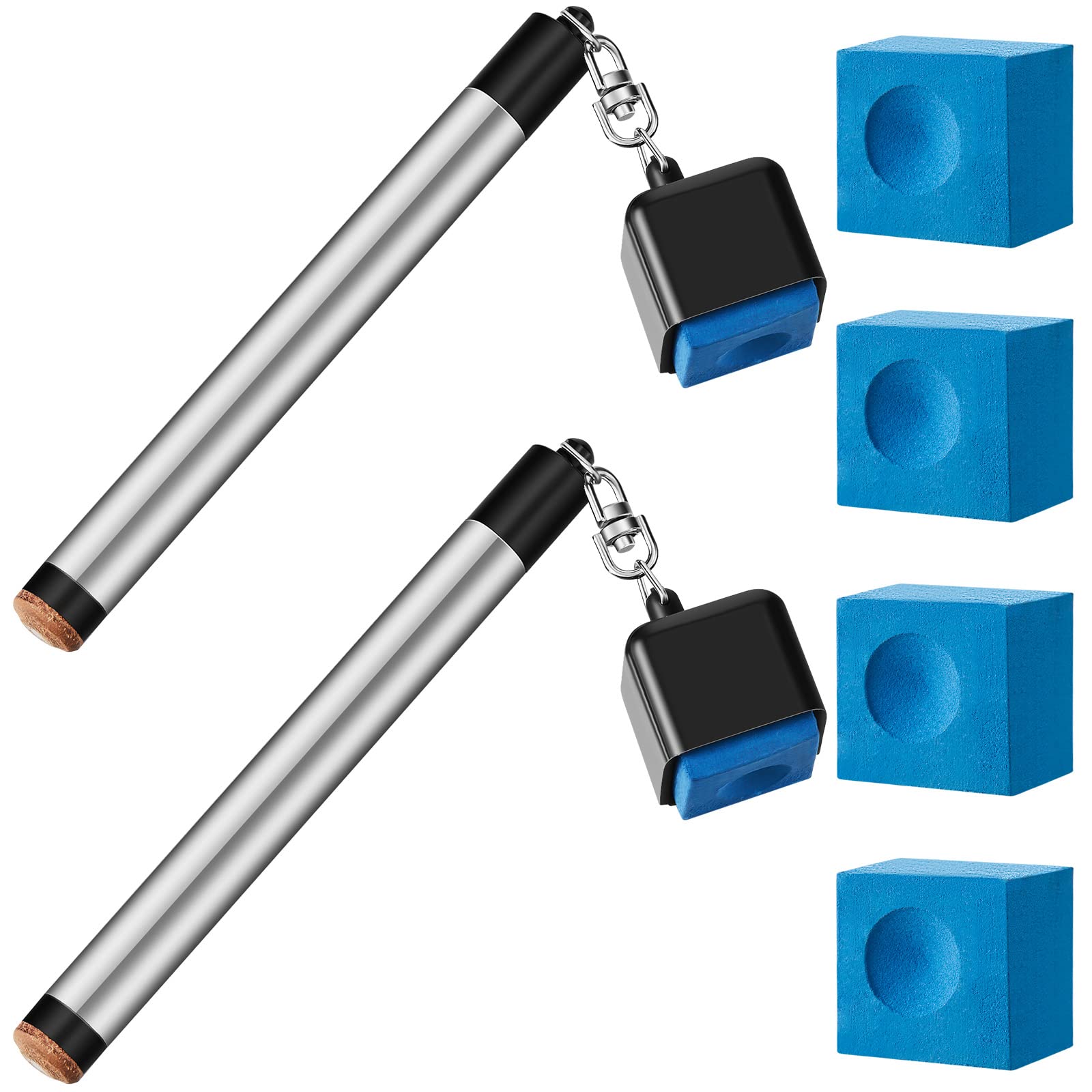 Meooeck 2 in 1 Pool Cue Chalk Holder & Tip Pricker - 2 Pack Non-Slip Billiard Accessories for Snooker, Pool Table, Game Room, and Bar Use
