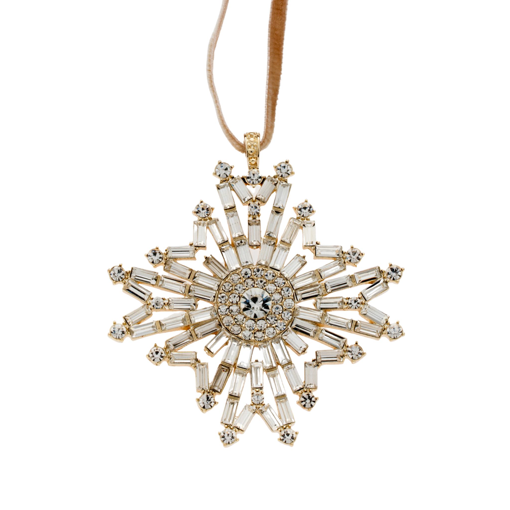 Baguette Snowflake Hanging Christmas Ornament - Elegant Crystal Decor for Holiday Tree, Home, and Office Decorations | Perfect for Christmas, Winter Weddings & Festive Parties