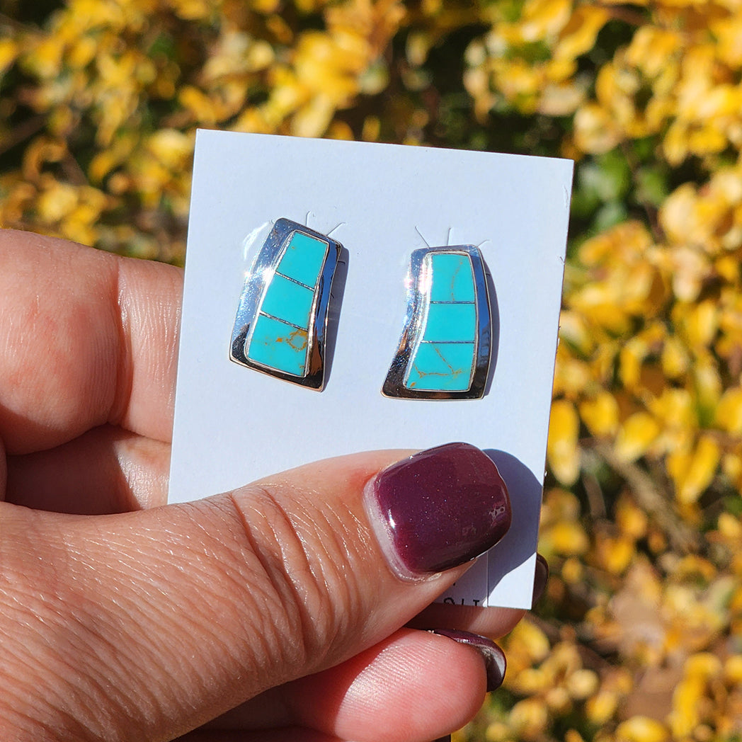 Flynn Turquoise Inlay Earrings - Handmade Sterling Silver Dangle Earrings for Women | Boho Chic Jewelry Gift for Her | Perfect for Weddings, Parties & Everyday Wear