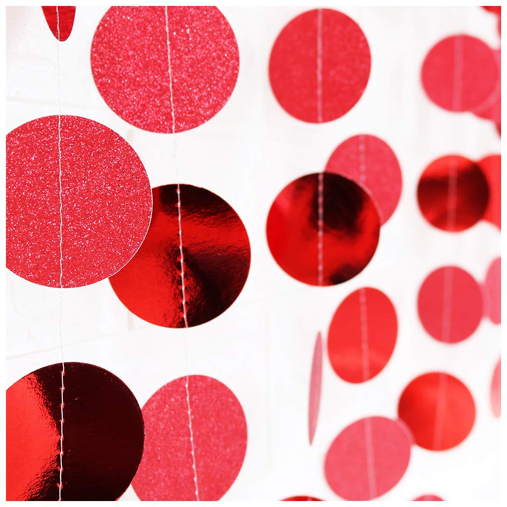 Flairs New York Happy Birthday String Decorations - Red Glitter Polka Dot Party Banner (Pack of 1) | Perfect for Birthday Parties, Baby Showers & Festive Celebrations