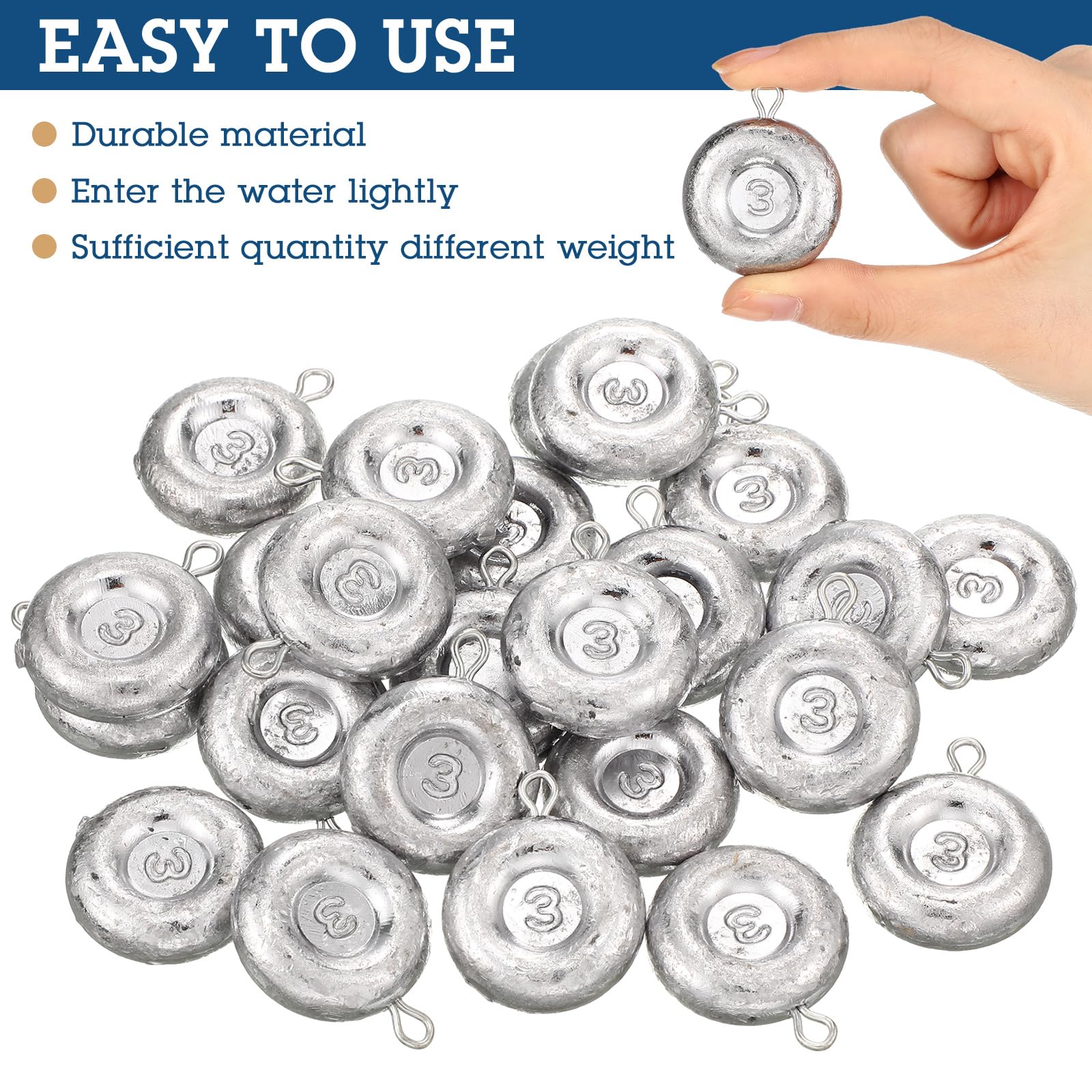24-Piece Fishing Coin Sinkers Weights Kit - Heavy Duty Disc Sinkers for Saltwater, Catfishing, Trolling & Surf Fishing - Perfect for Freshwater & Saltwater Anglers