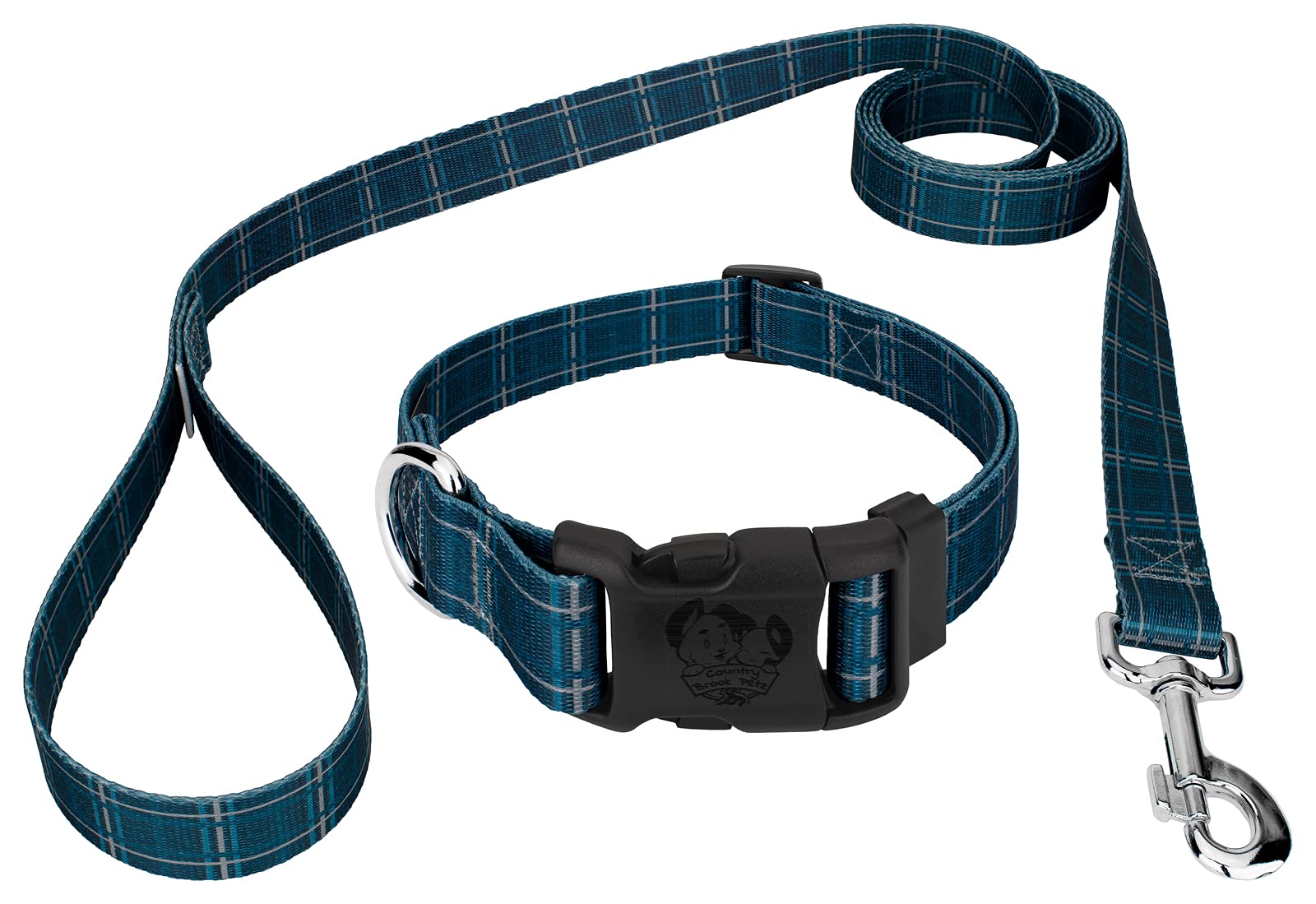 Country Brook Petz - Premium Dog Collar and Leash Set - 9 Stylish Plaid & Argyle Patterns for Small to Medium Dogs - Perfect for Daily Walks, Training & Outdoor Adventures