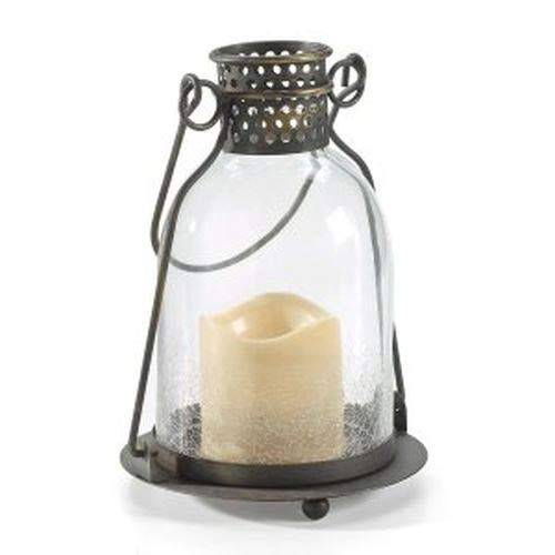 Smart Design 84077-LC Monaco LED Lantern - Clear Glass Battery Operated Outdoor Light for Camping, Patio, Garden & Emergency Use