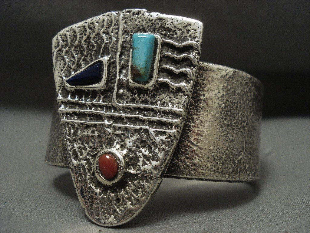 Authentic Navajo Turquoise Coral Native American Jewelry - 119g Sterling Silver Cast Bracelet for Women - Perfect for Boho Fashion, Festivals & Gift Giving