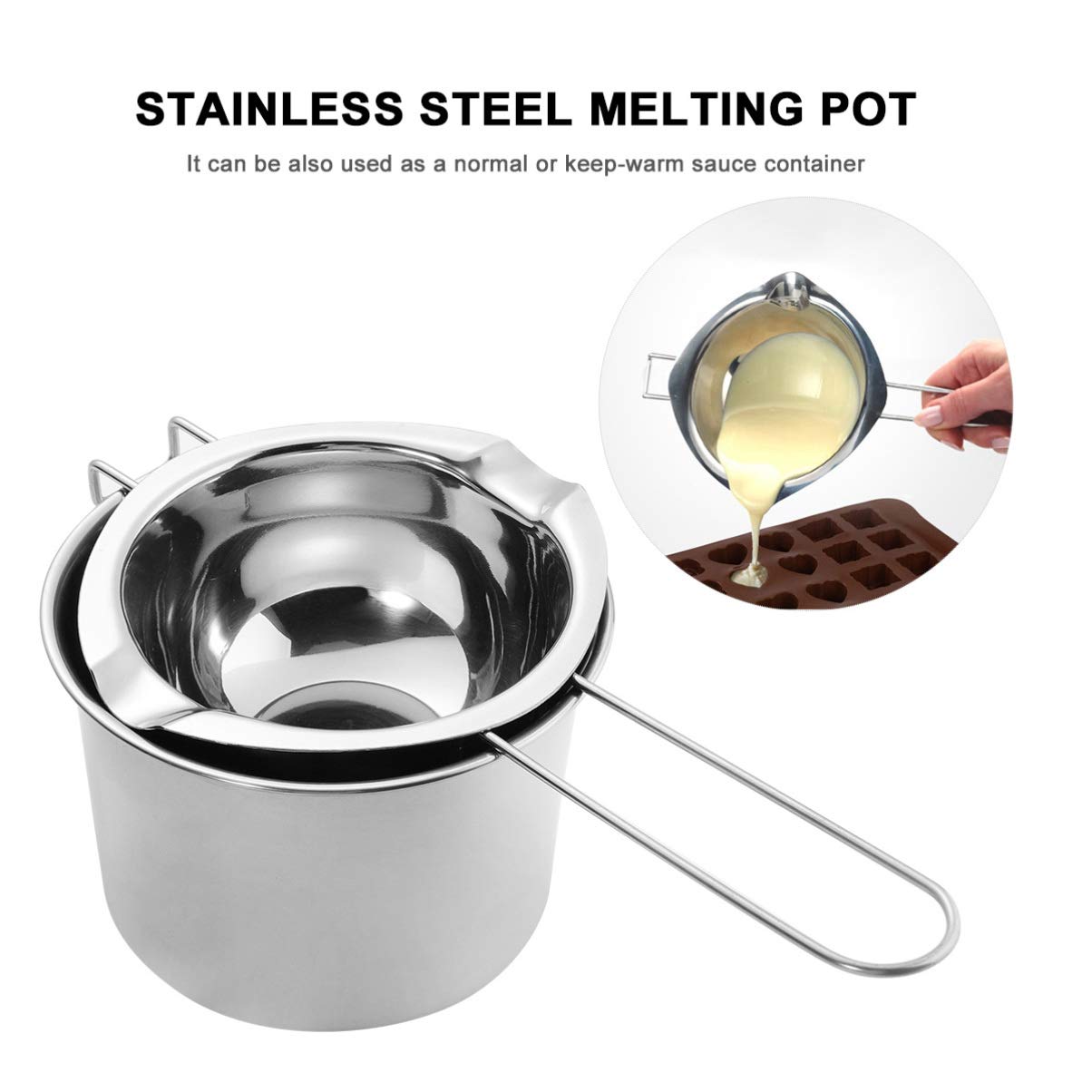 DOITOOL 2-Pack Stainless Steel Chocolate Melting Pot - Professional Butter & Candy Melting Pan for Baking, Candy Making & Dessert Preparation - Ideal for Home Kitchens & Commercial Bakeries
