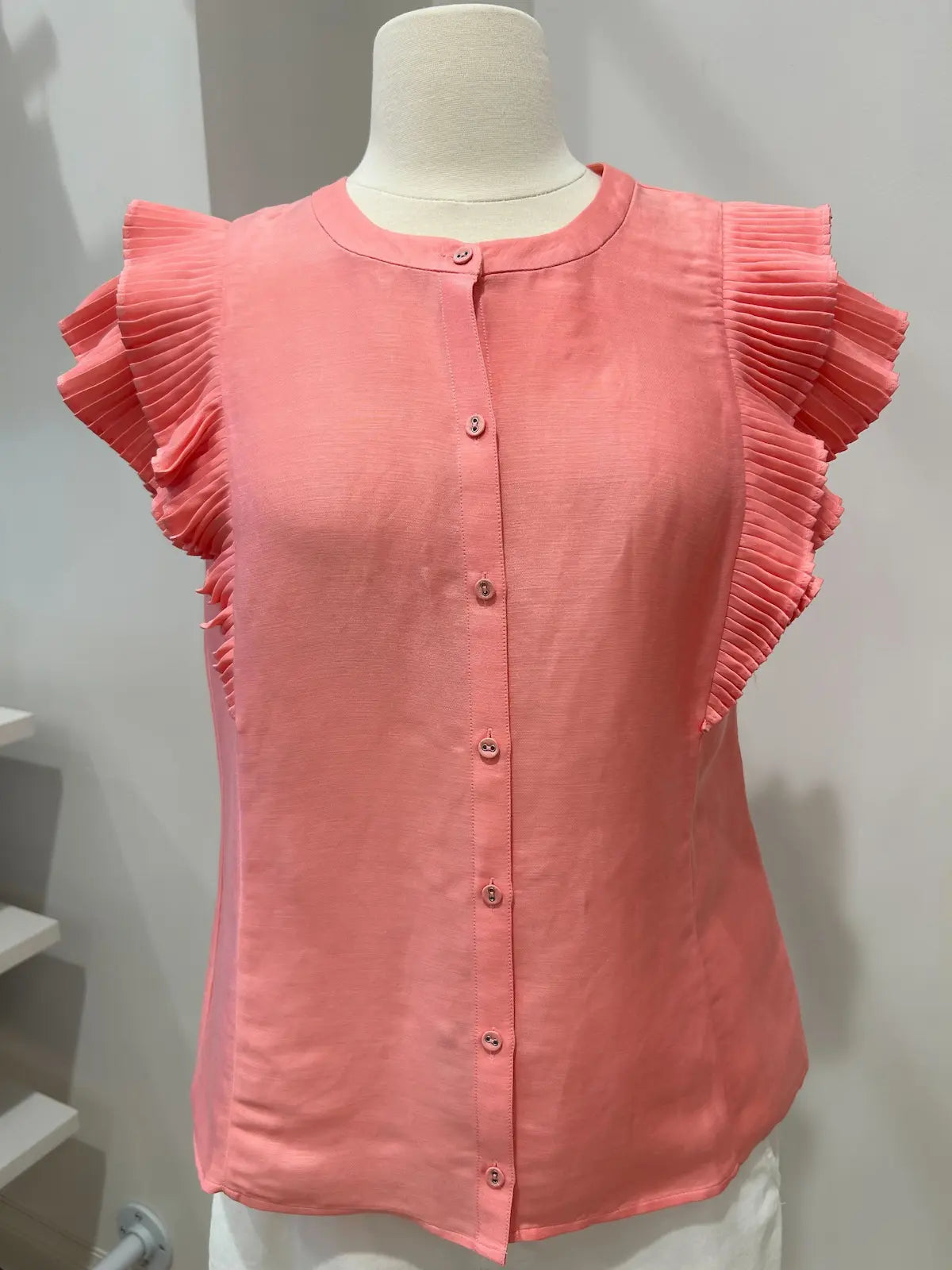 Flutter Sleeve Pintuck Blouse for Women - Elegant Ruffle Detail Tops for Casual & Office Wear | Summer Fashion Essential
