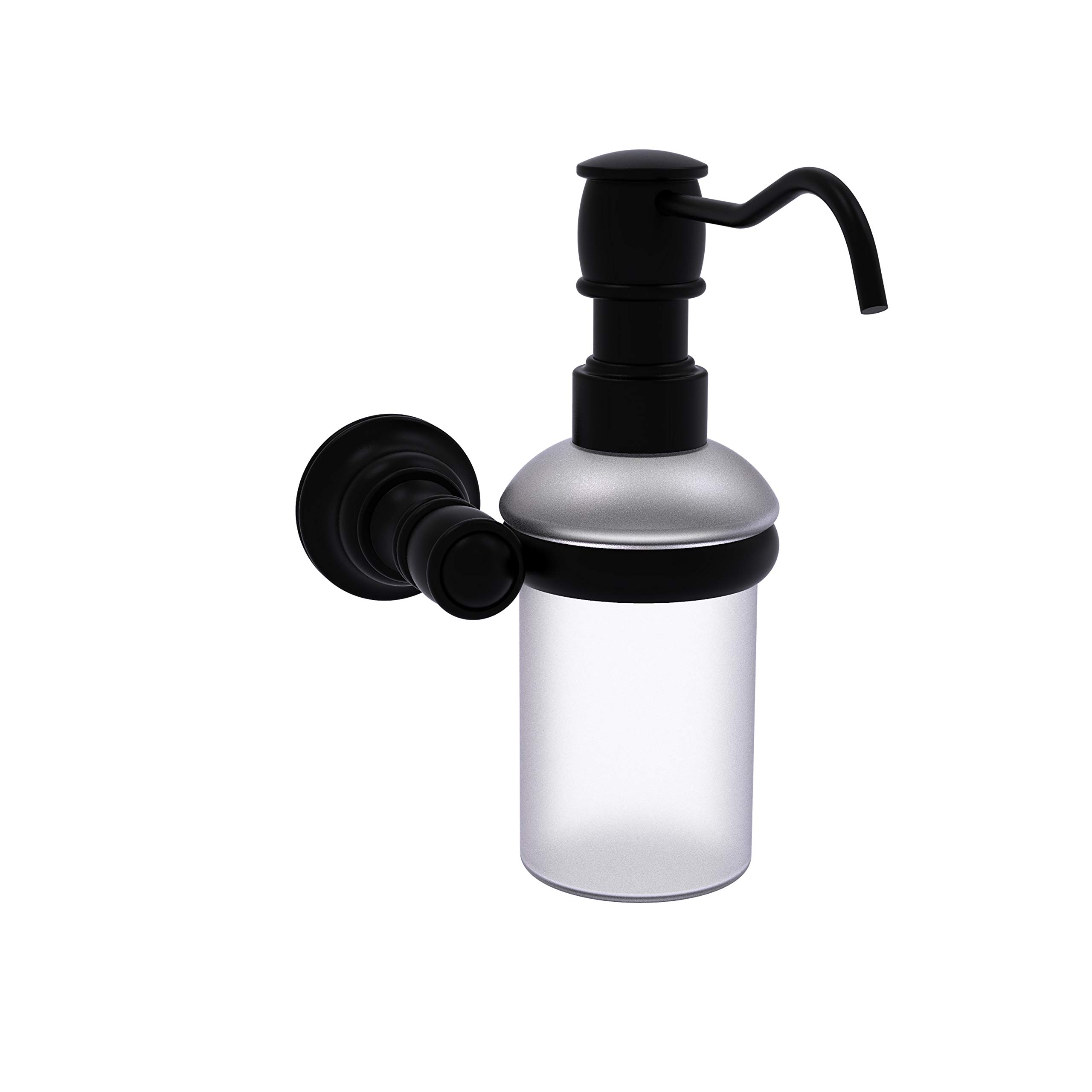Allied Brass Carolina Collection Matte Black Wall Mounted Soap Dispenser - Elegant Bathroom & Kitchen Hand Soap Dispenser for Modern Homes