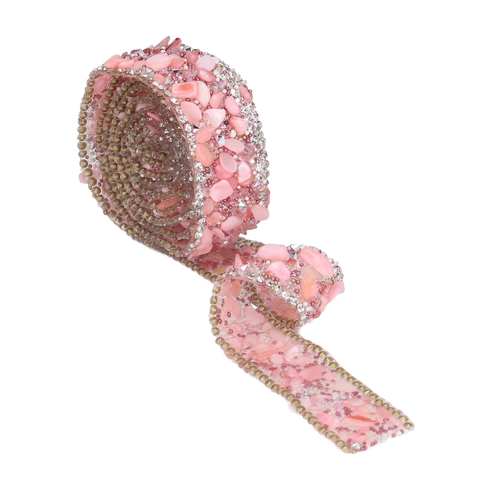 Sparkling Rhinestone Ribbon for Clothing, Cake Decorations & Handbags - Pink Gravel Design | Perfect for DIY Crafts, Wedding Accessories & Fashion Embellishments