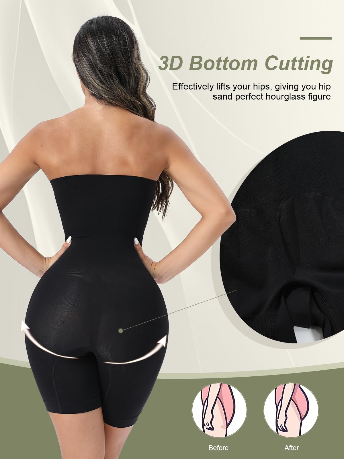 Best Strapless Shapewear Bodysuit for Women - Butt Lifter & Tummy Control Full Body Shaper Under Dress - Perfect for Weddings, Parties & Everyday Wear