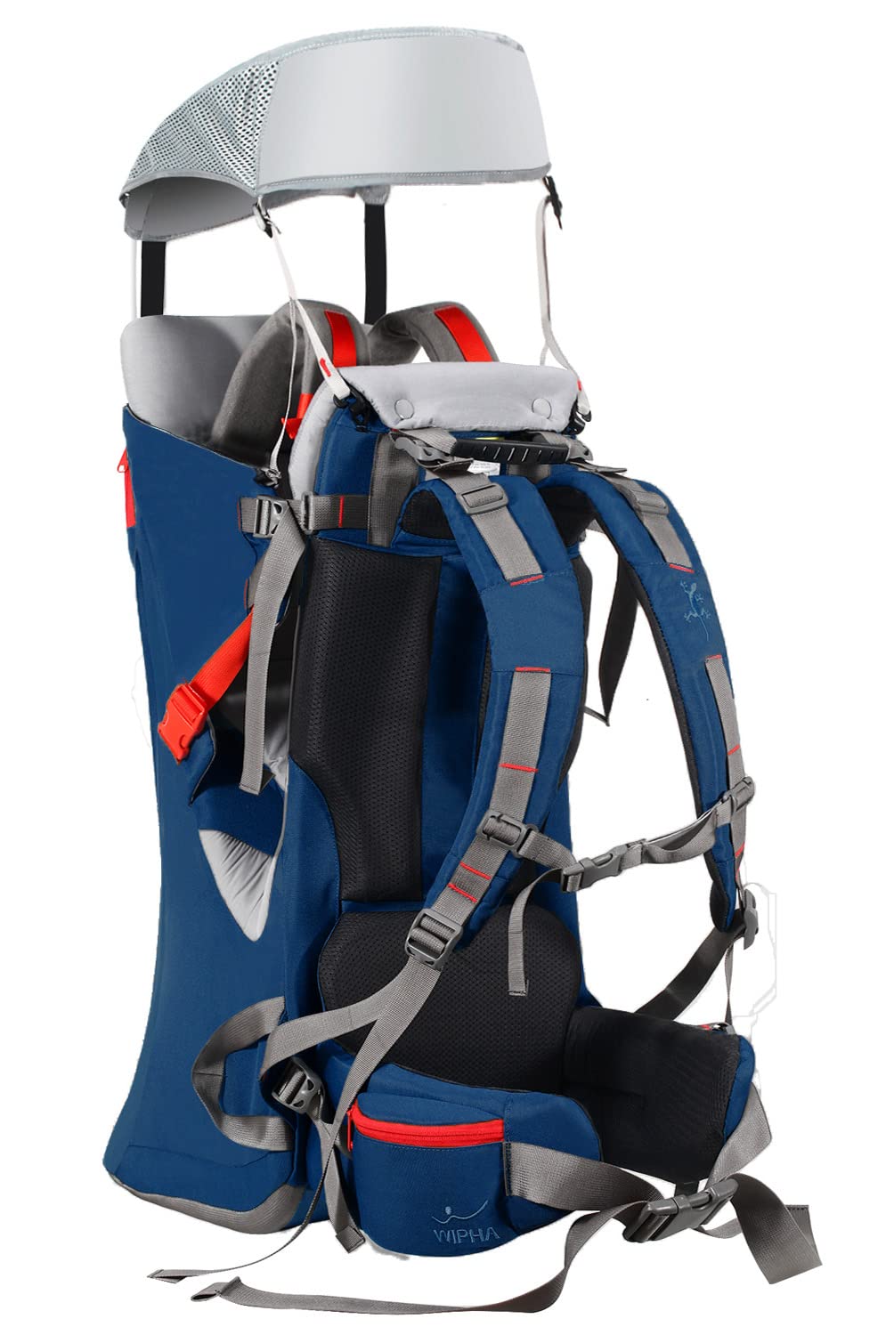 WIPHA Ergonomic Baby Backpack Carrier for Hiking & Travel with Sun Canopy - Adjustable Padded Child Seat, Large Storage & Insulated Pocket - Navy Blue - Perfect for Outdoor Adventures, Family Trips & Daily Walks
