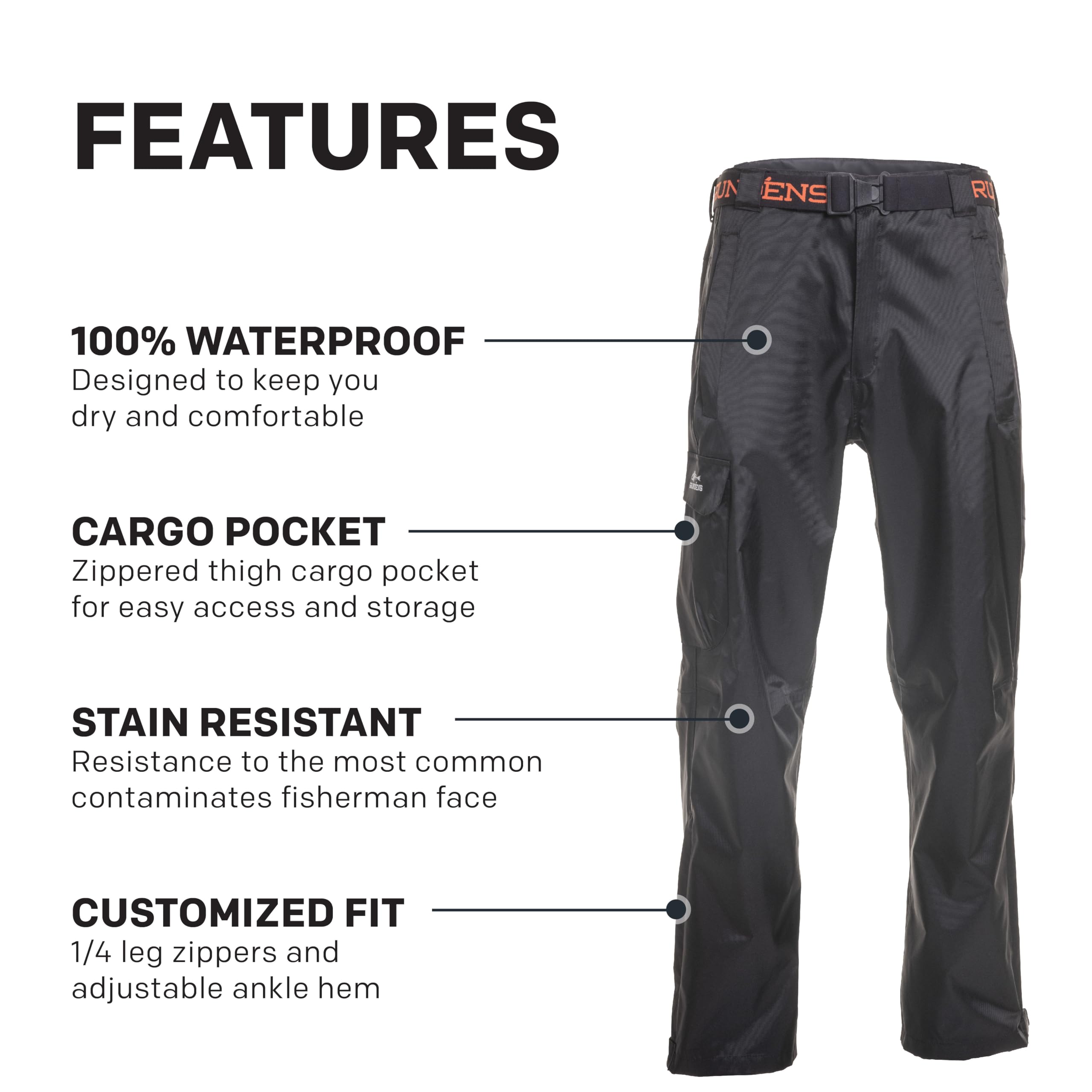 Grundéns Men's Weather Watch Waterproof Stain-Resistant Fishing Pants - Black 3X-Large for Outdoor Work & Harsh Weather Conditions