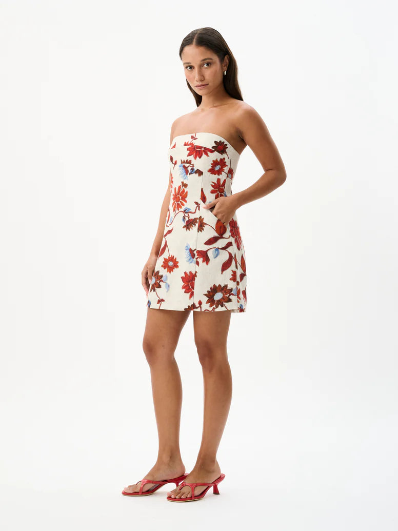 ALBA Mini Dress - Cactus Bloom Sand - Flowy Summer Dress for Women, Perfect for Beach Vacations, Parties & Casual Outings