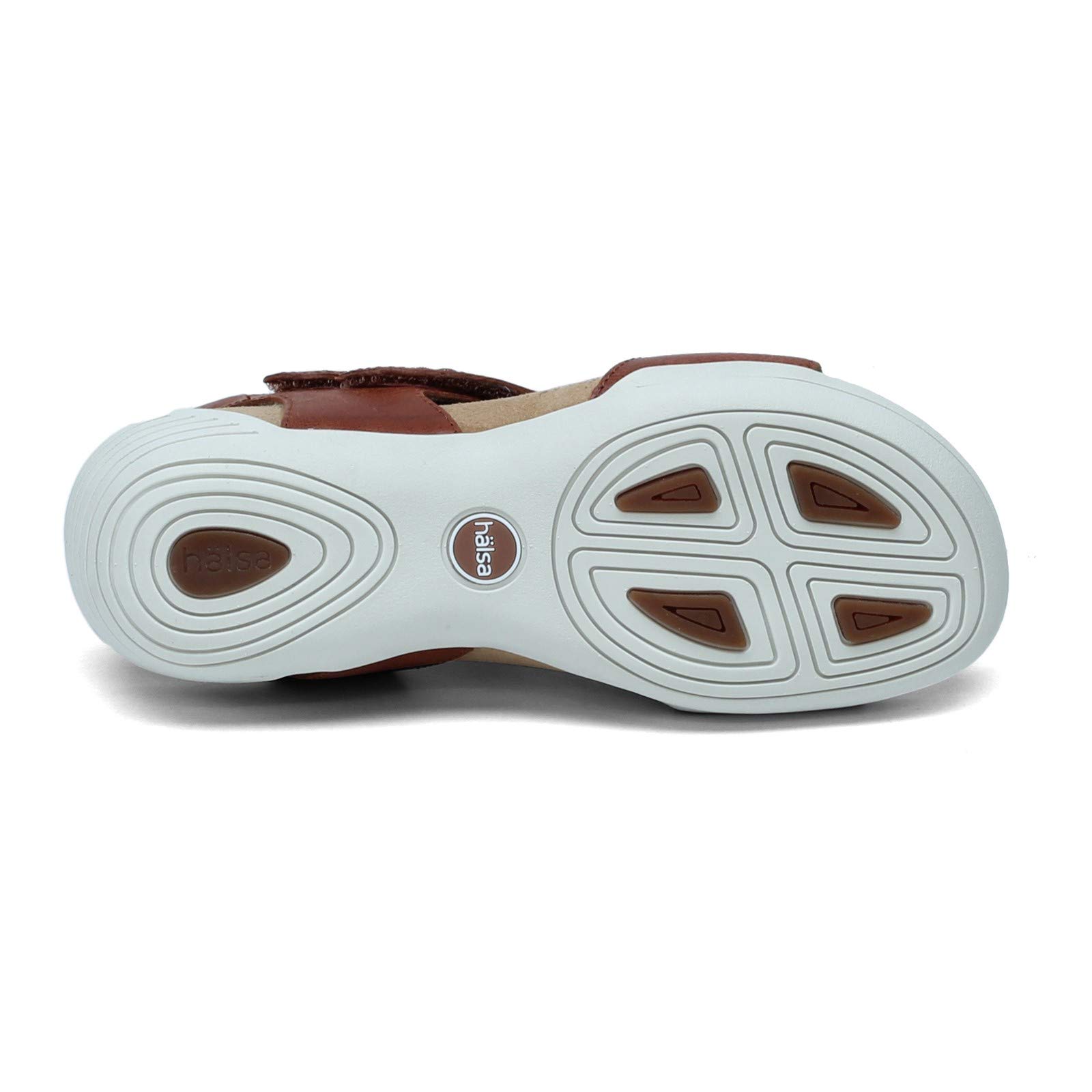 Women's Comfortable Flat Sandals - Cognac Brown Leather Wide Width Size 10 - Perfect for Beach, Vacation & Summer Outfits