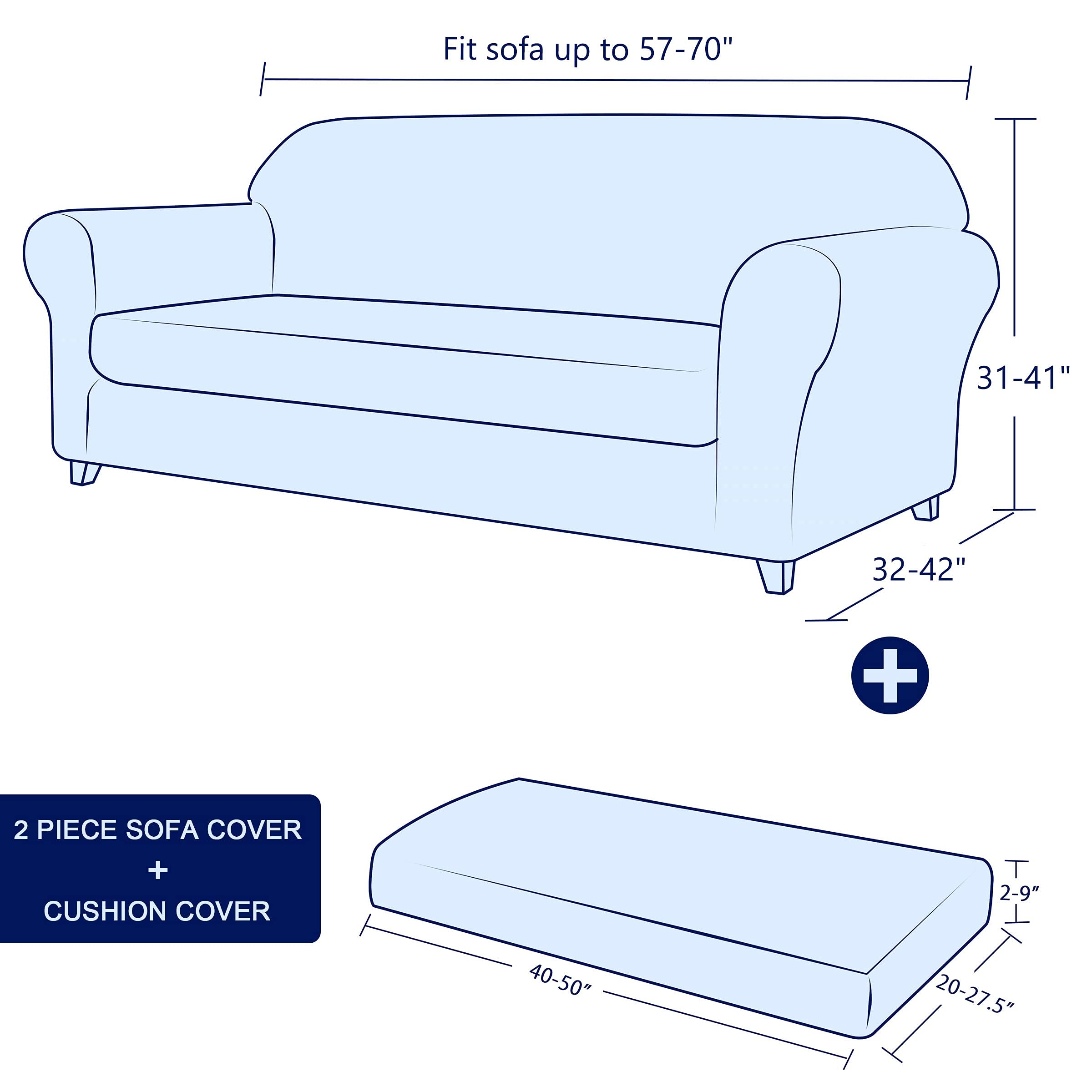 SUBRTEX 2-Piece Stretch Sofa Cover Set - Elastic Couch Slipcovers & Cushion Protector for Living Room Furniture Protection | Fits Most Couches, Easy to Install & Wash | Perfect for Pets, Kids & Home Decor