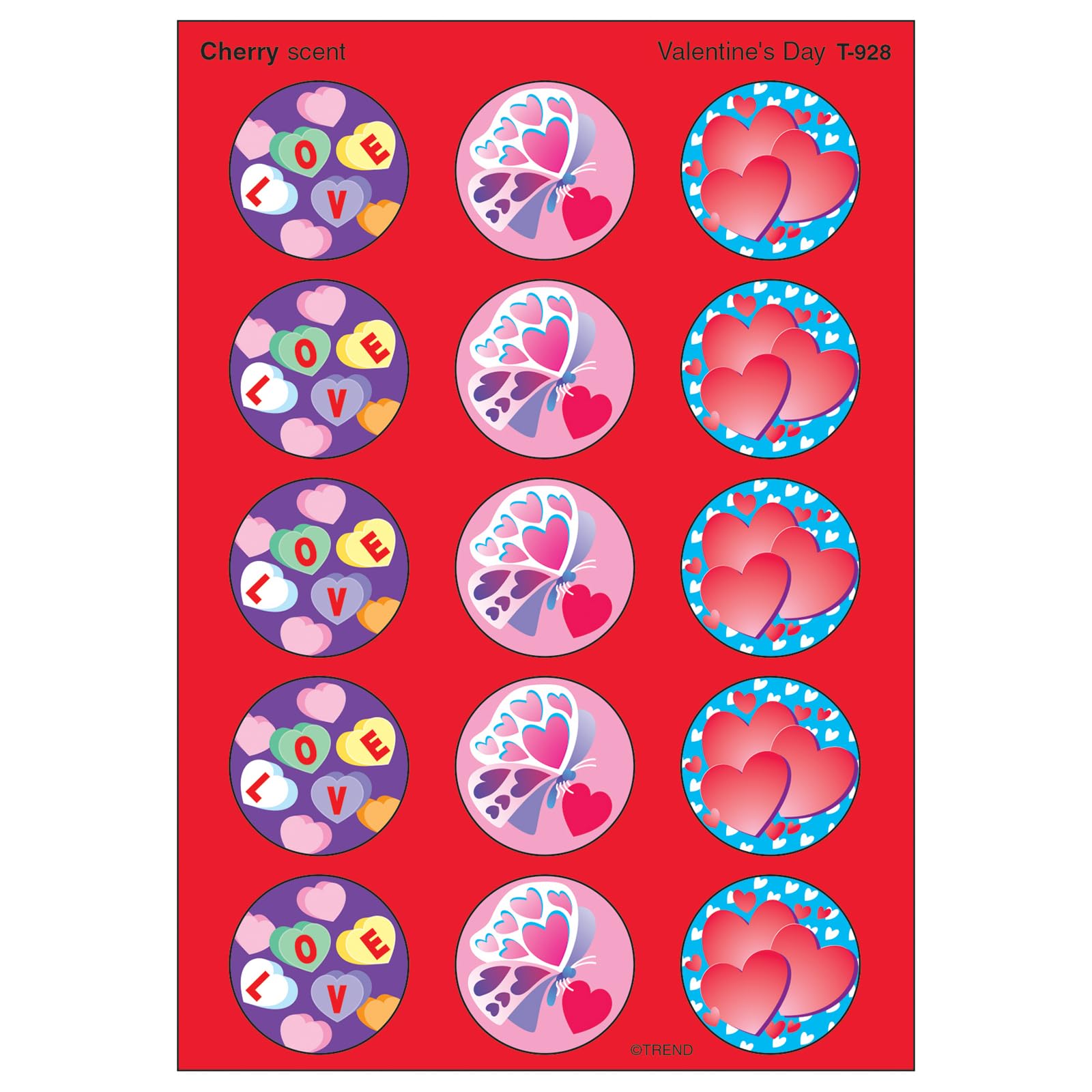 Valentine's Day Cherry Scented Stickers - 60 Count Fun Classroom Rewards & Incentives for Kids - Perfect for School Parties, Teacher Gifts & Student Motivation