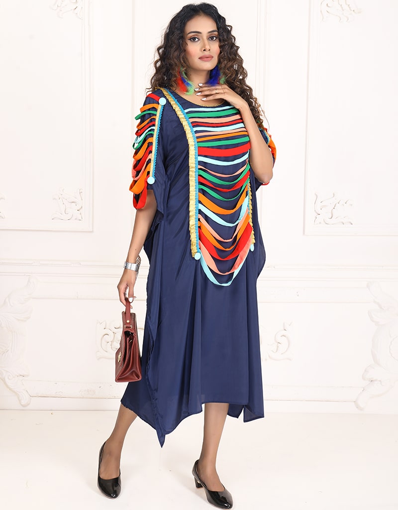 Elegant Arabic Nile Blue Georgette Farasha Kaftan Dress - Perfect for Weddings, Parties & Special Occasions